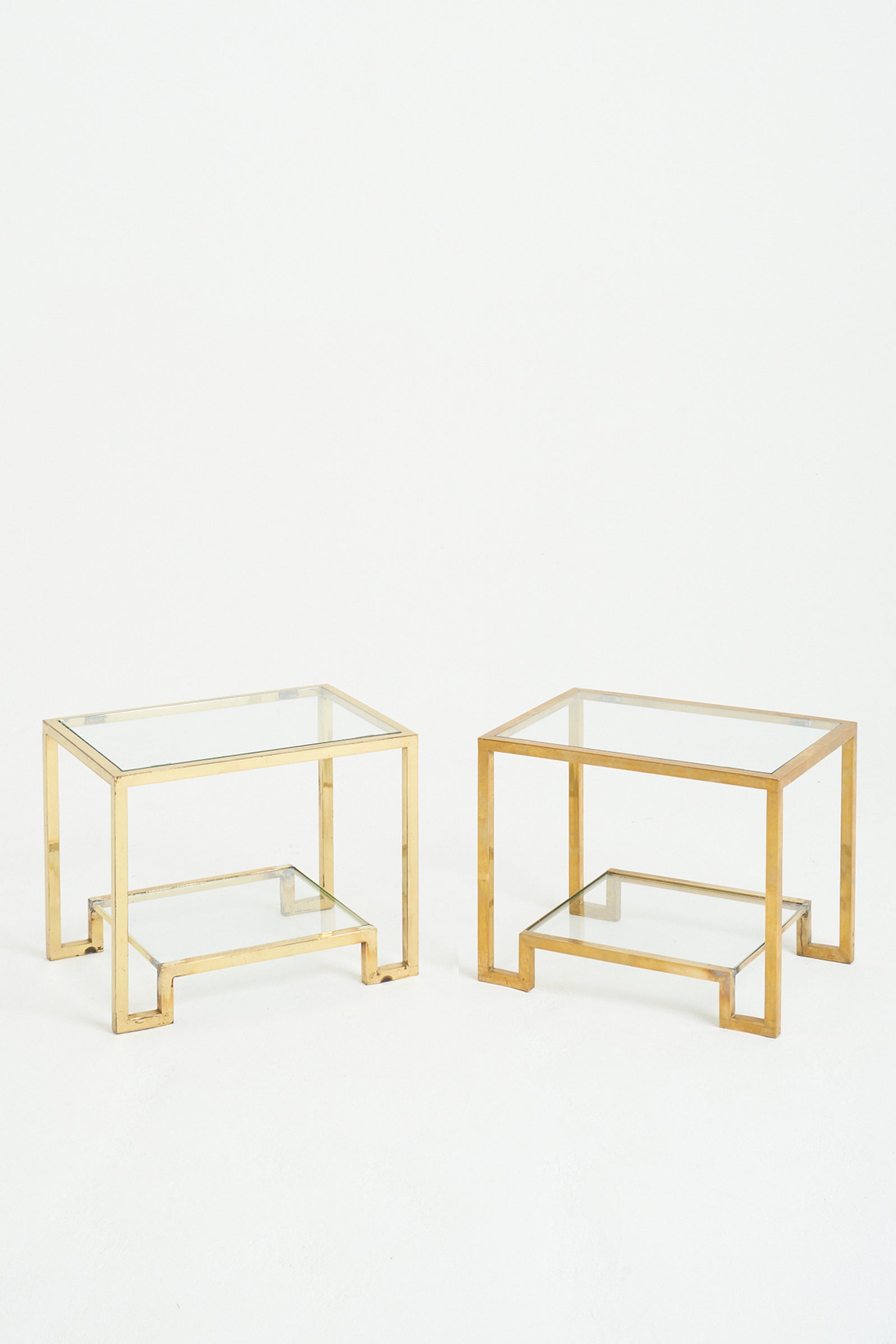 8534- Pair of Brass Side Tables