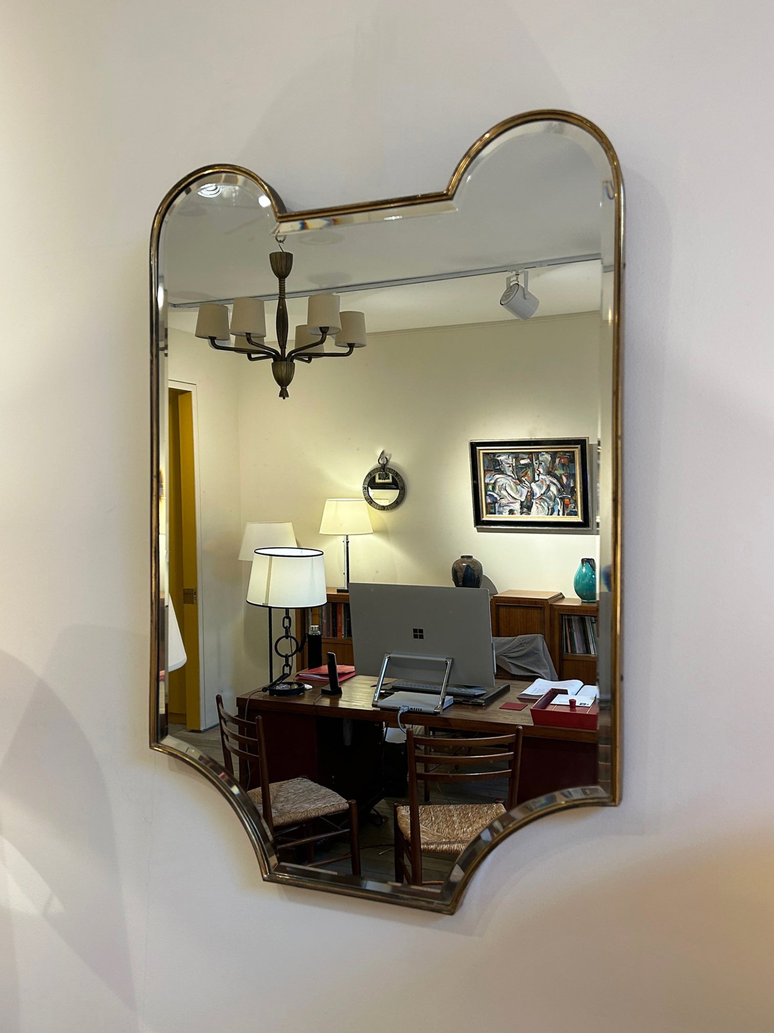 Brass Shield Bevelled Mirror