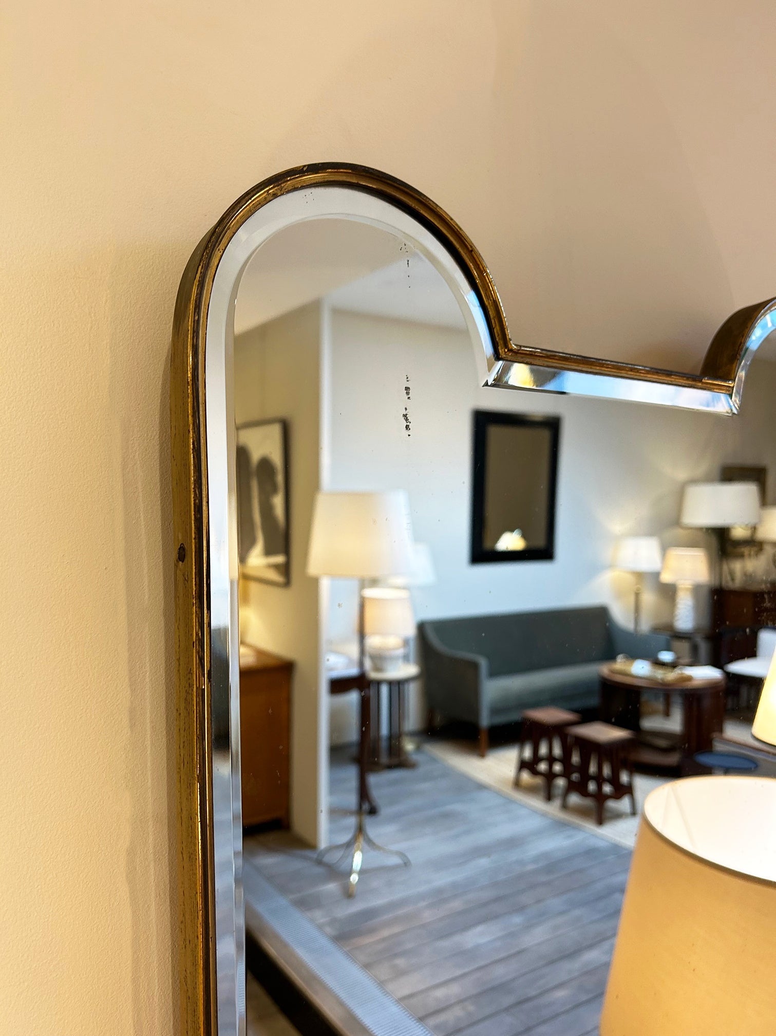 Brass Shield Bevelled Mirror