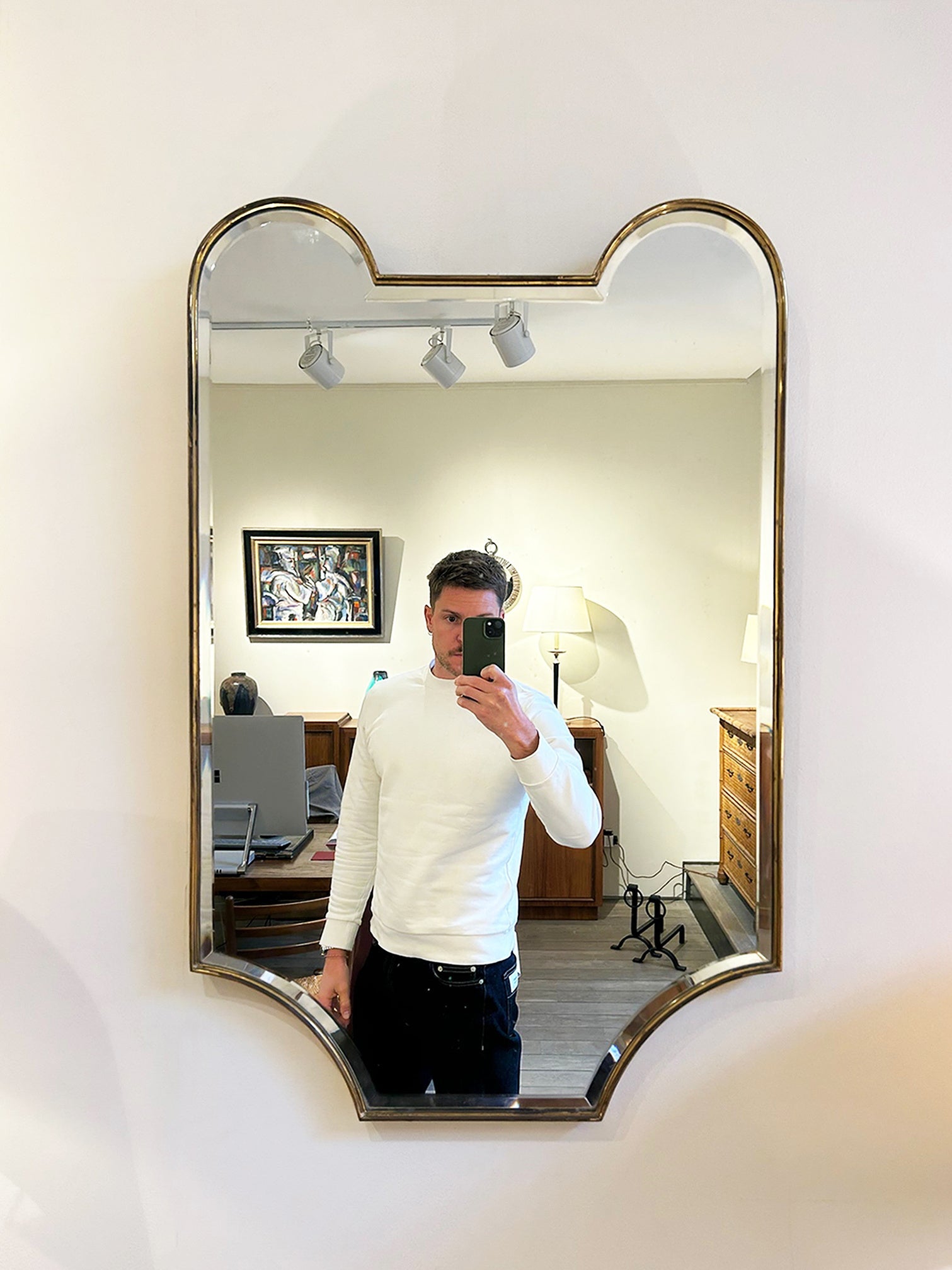8536- Brass Shield Bevelled Mirror