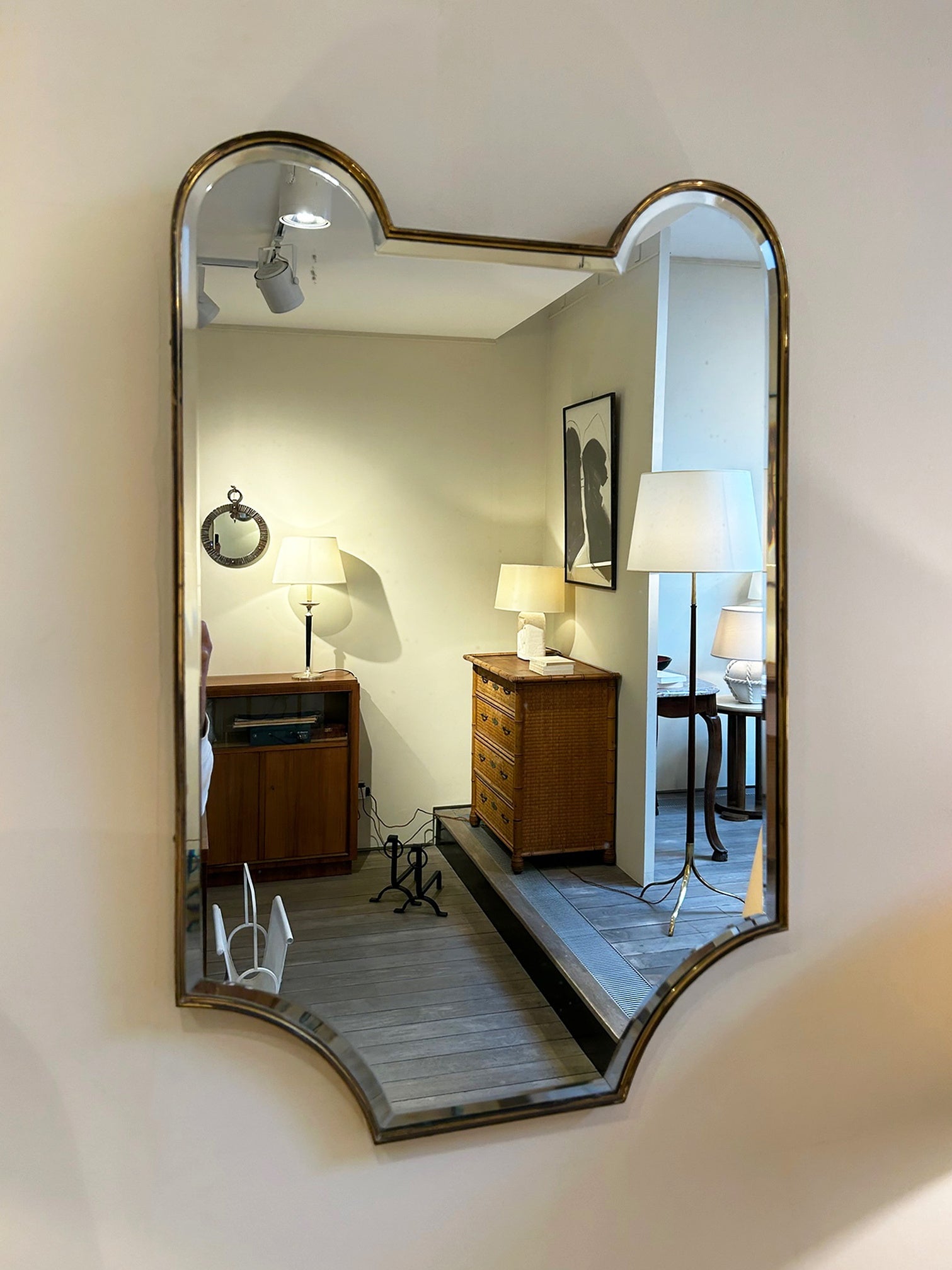 Brass Shield Bevelled Mirror