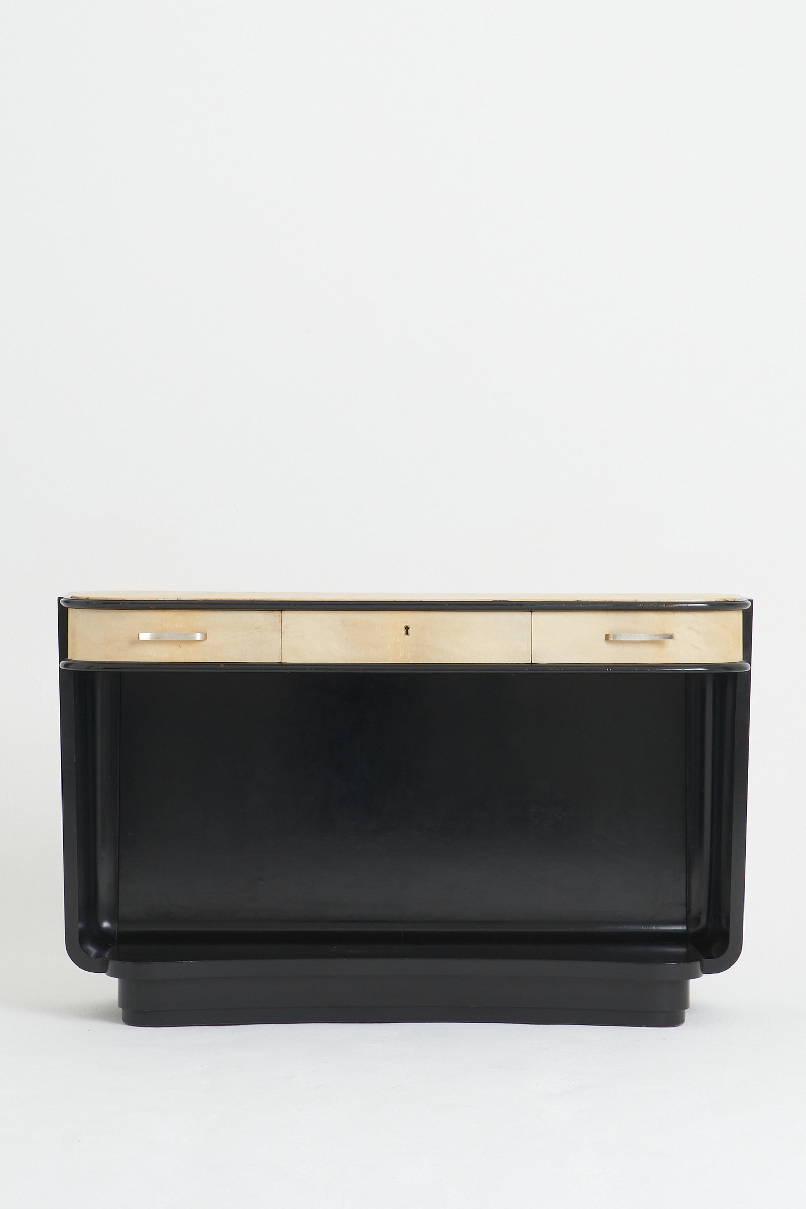 Art Deco Ebonised and Velum Console Table