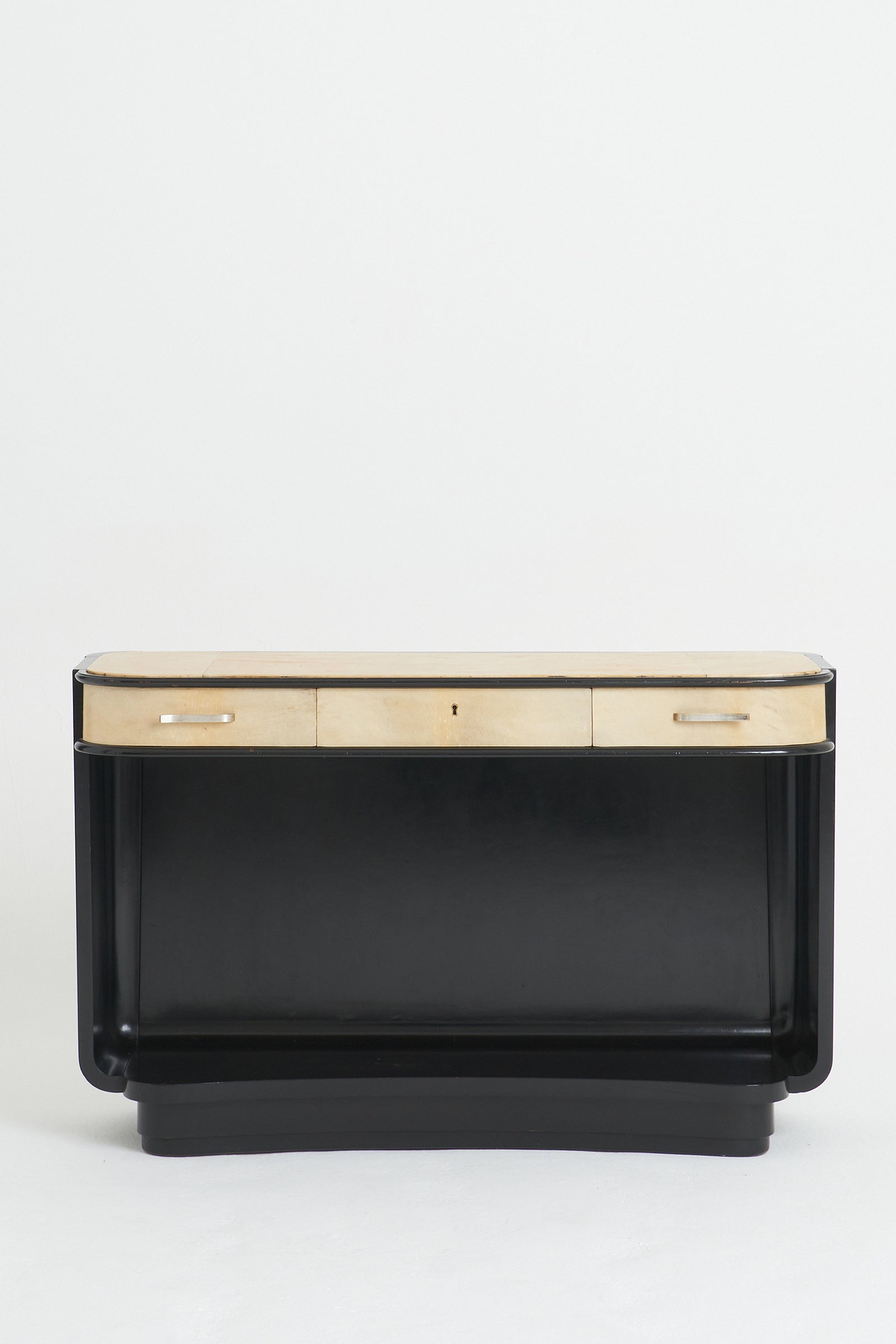8545- Art Deco Ebonised and Velum Console Table