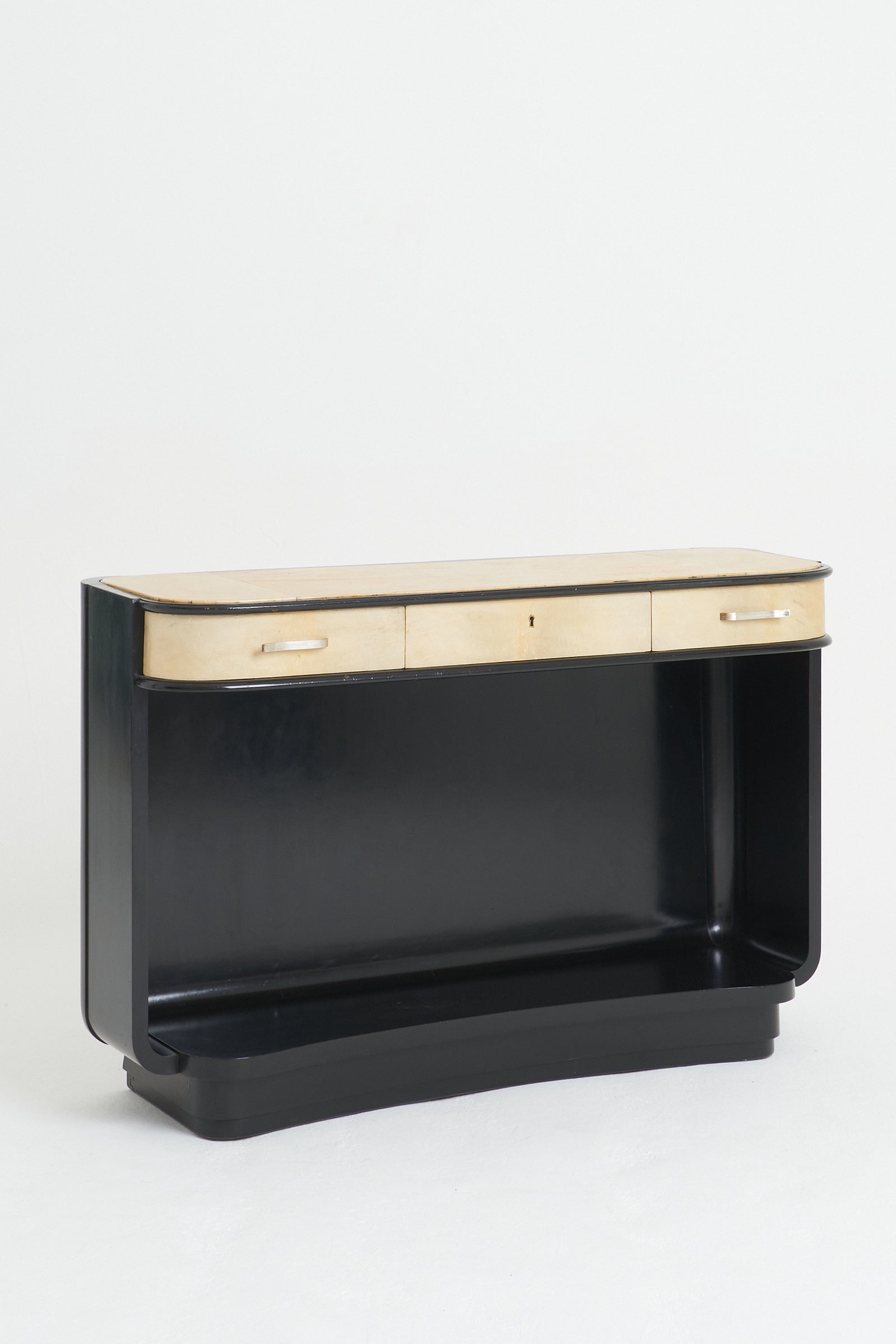 Art Deco Ebonised and Velum Console Table