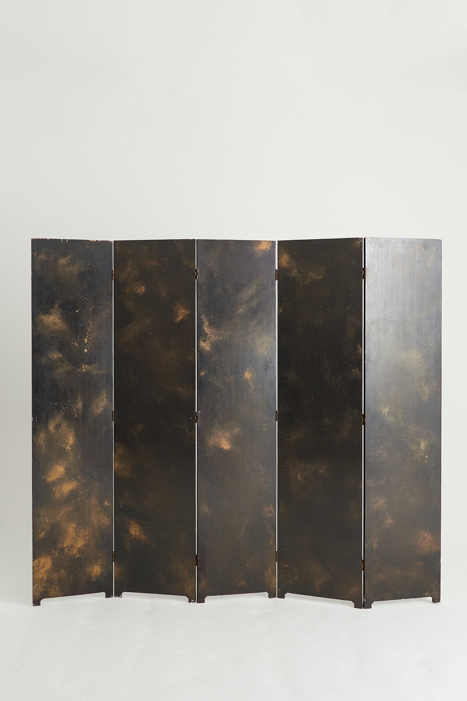 Gold and Black Five-Leaf Screen