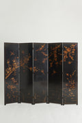 8564- Gold and Black Five-Leaf Screen