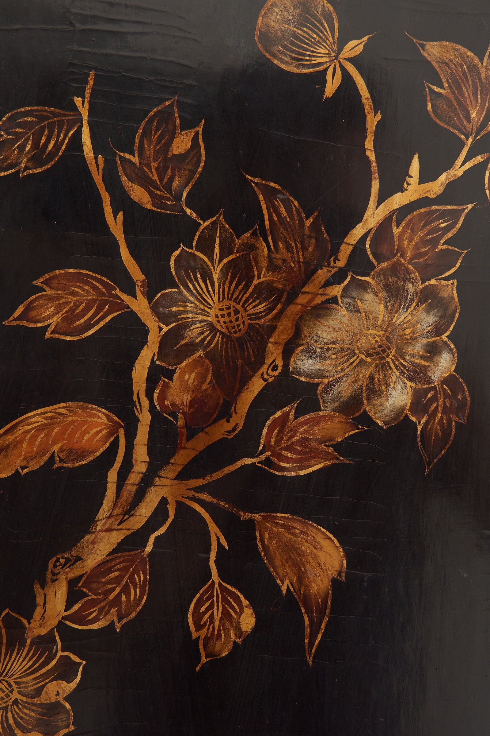Gold and Black Five-Leaf Screen
