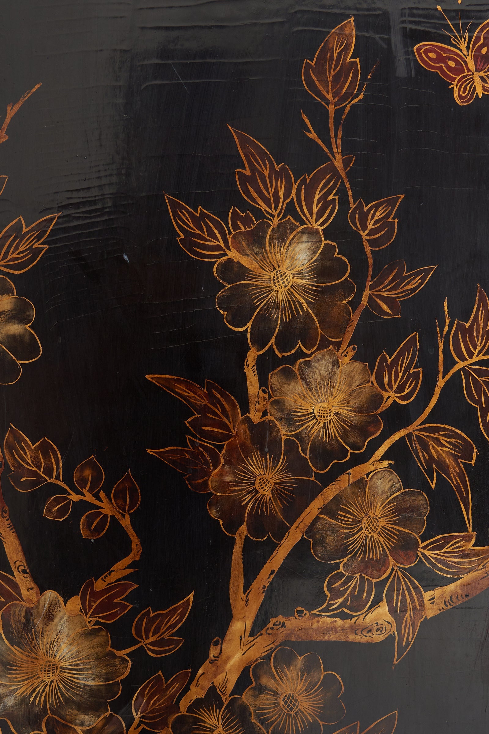 Gold and Black Five-Leaf Screen