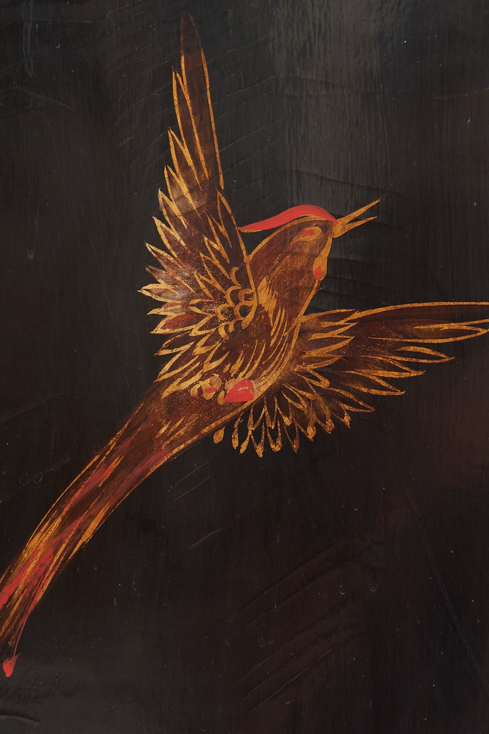 Gold and Black Five-Leaf Screen