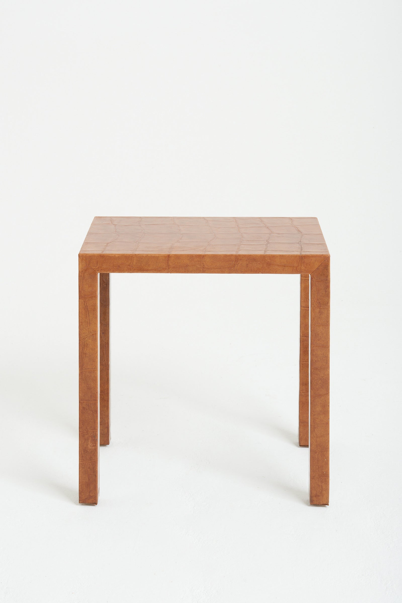 Brown Faux Leather Side Table
