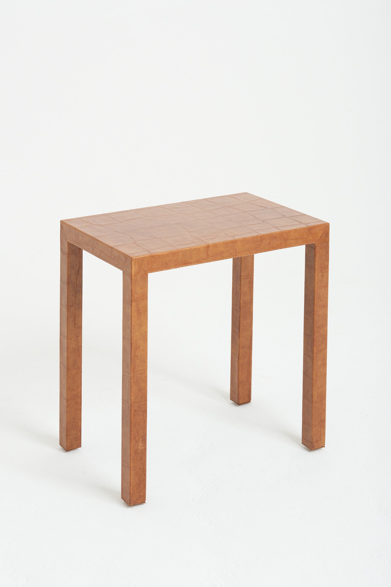 8572- Brown Faux Leather Side Table
