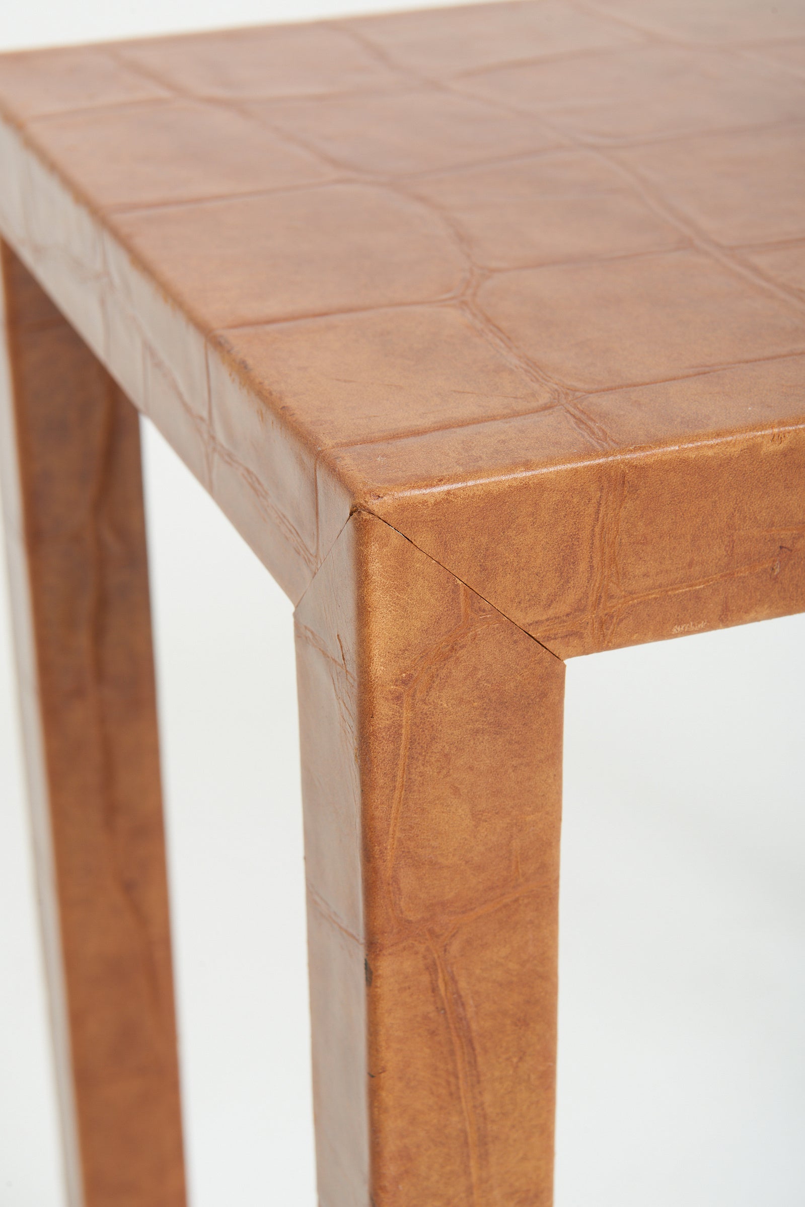 Brown Faux Leather Side Table