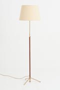 8584- Brown Leather and Brass Floor Lamp