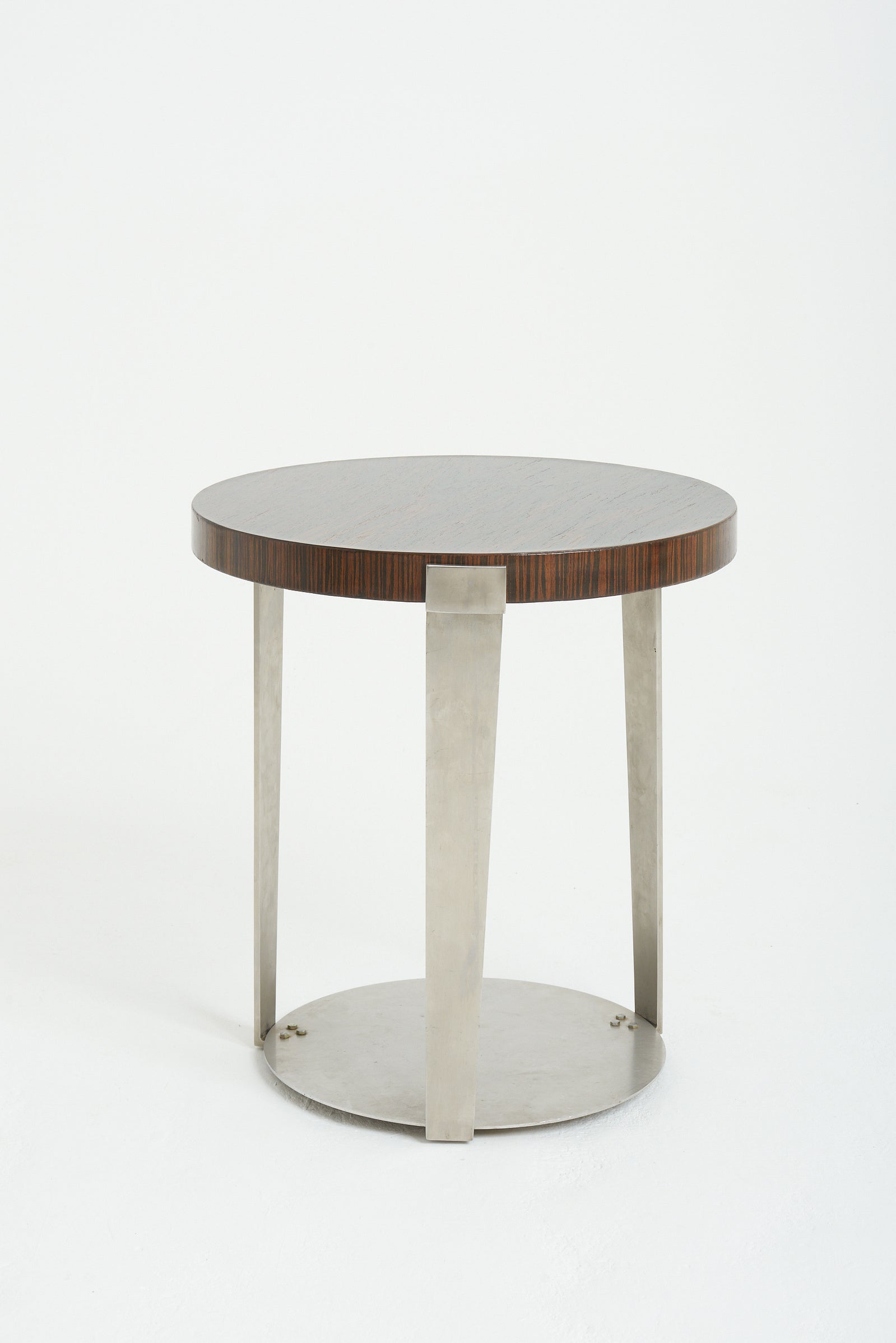 Mid-Century Steel and Macassar Side Table