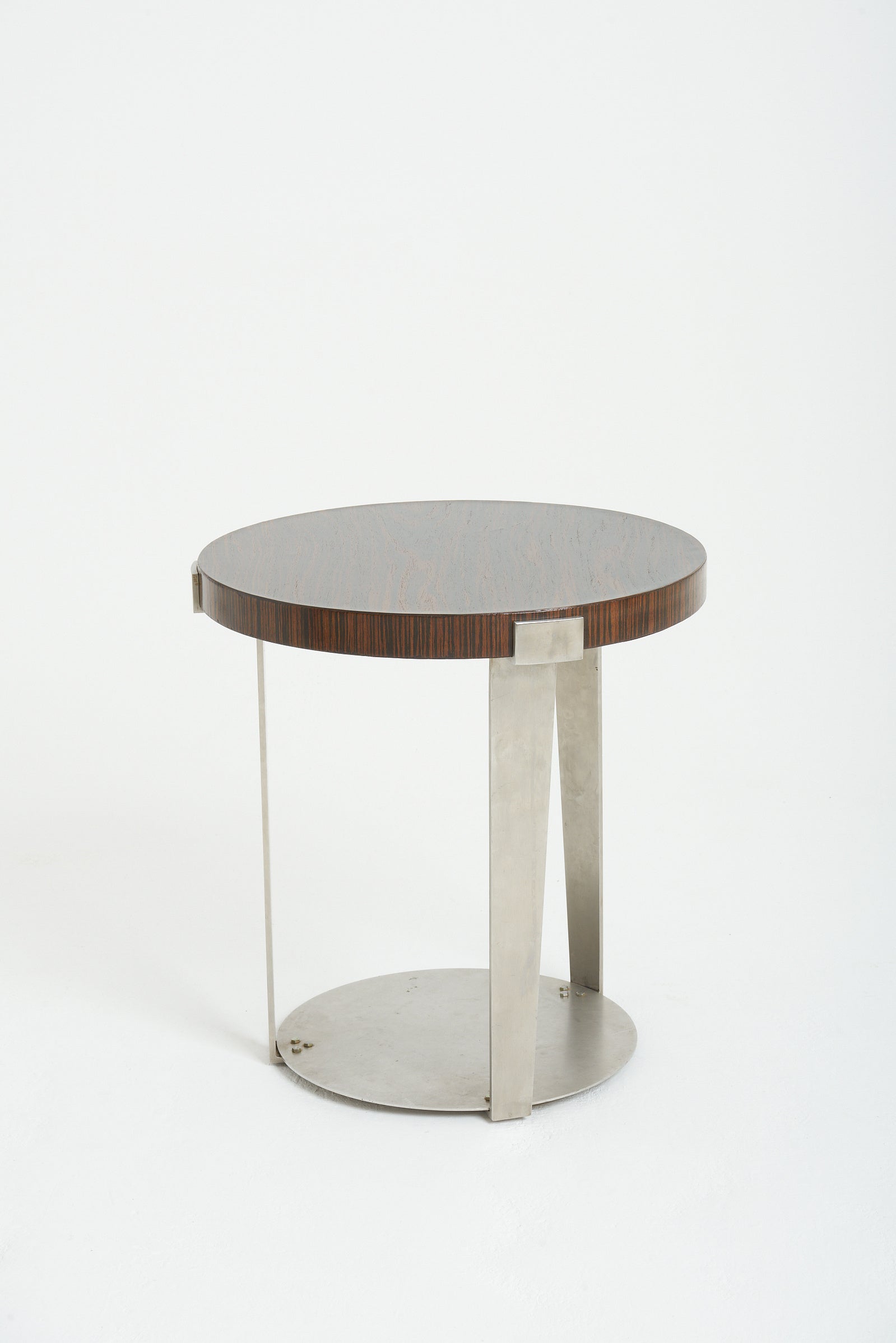 8615- Mid-Century Steel and Macassar Side Table