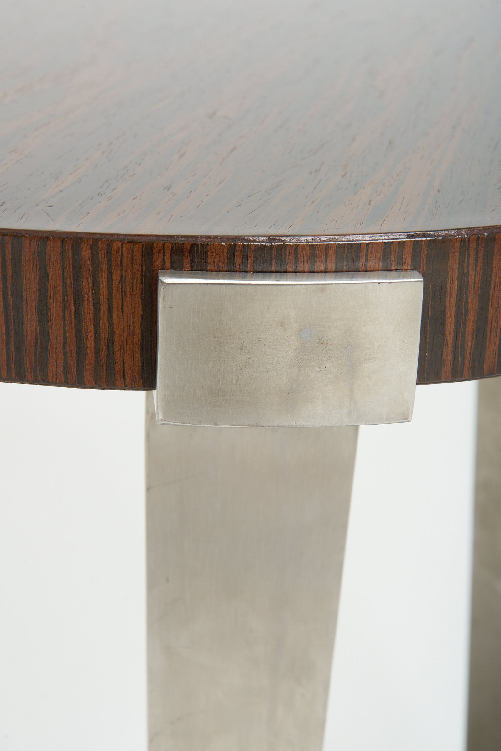Mid-Century Steel and Macassar Side Table