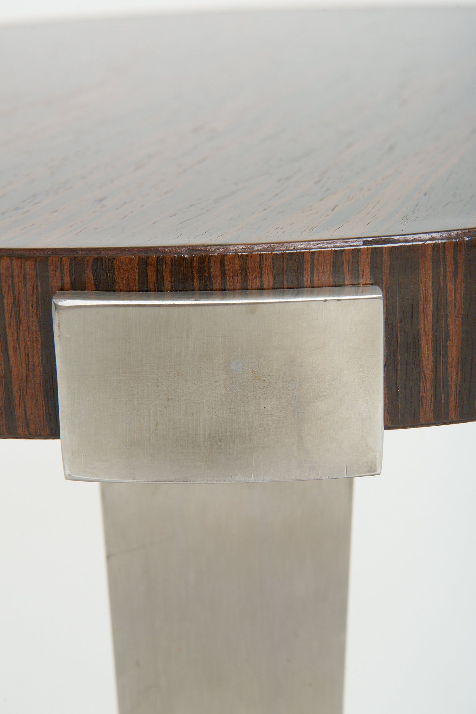 Mid-Century Steel and Macassar Side Table