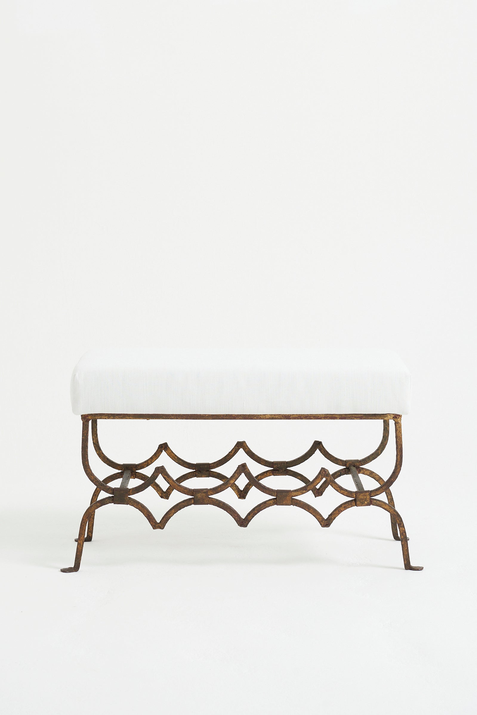 8628- Mid-Century Forged Iron Long Stool