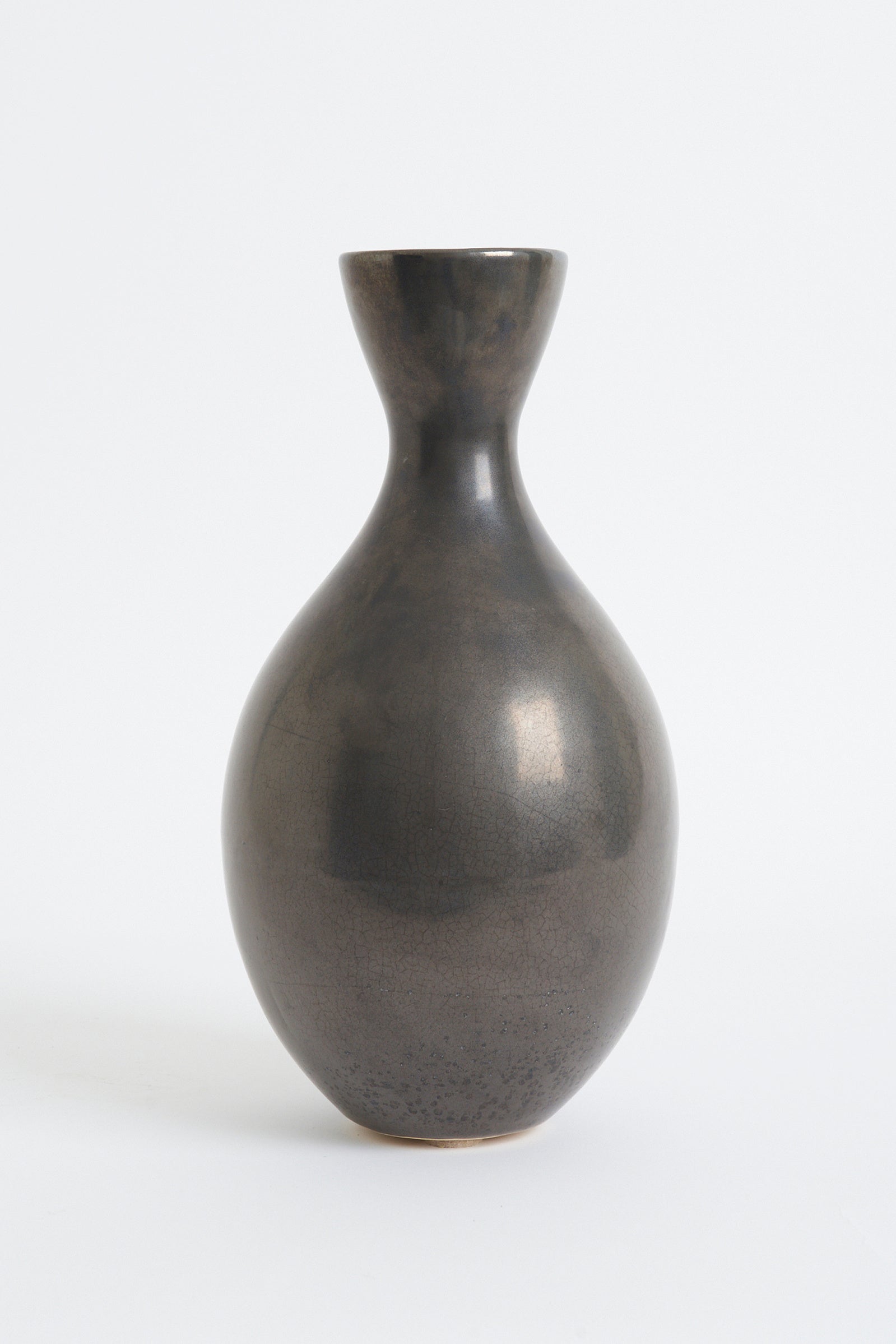 8642- Mid-Century Black Ceramic Vase