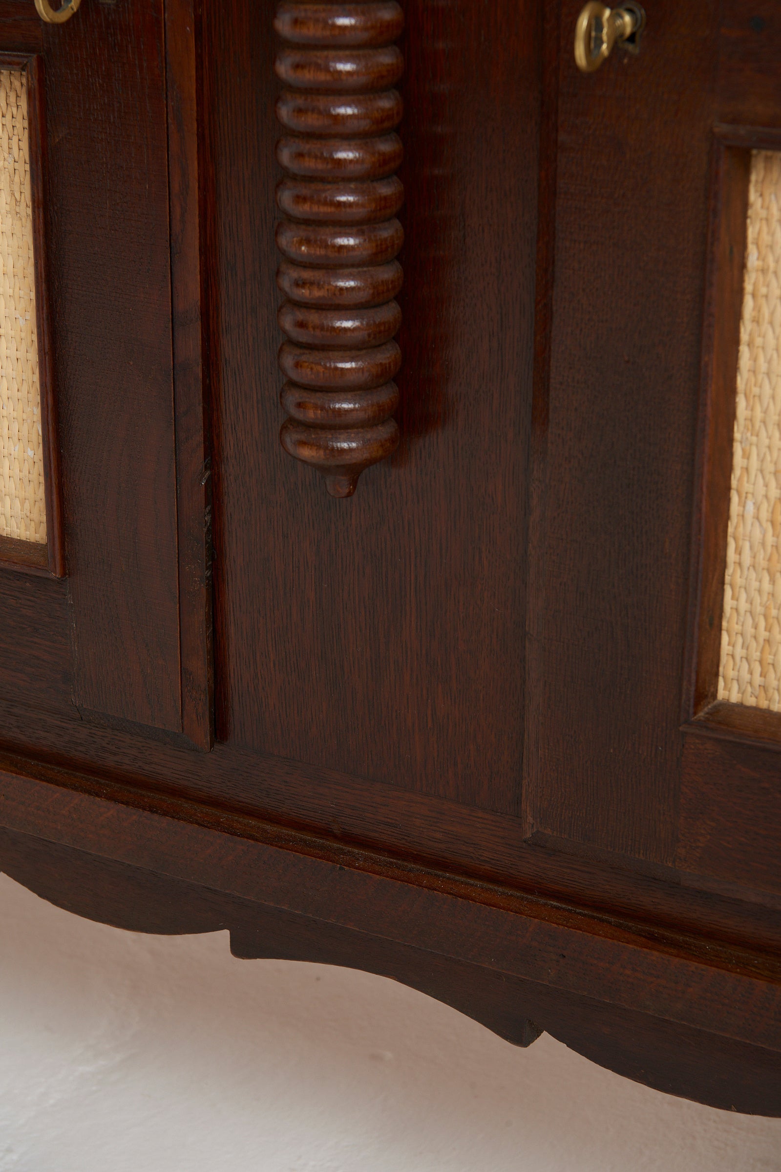 Art Deco Oak and Rattan Sideboard