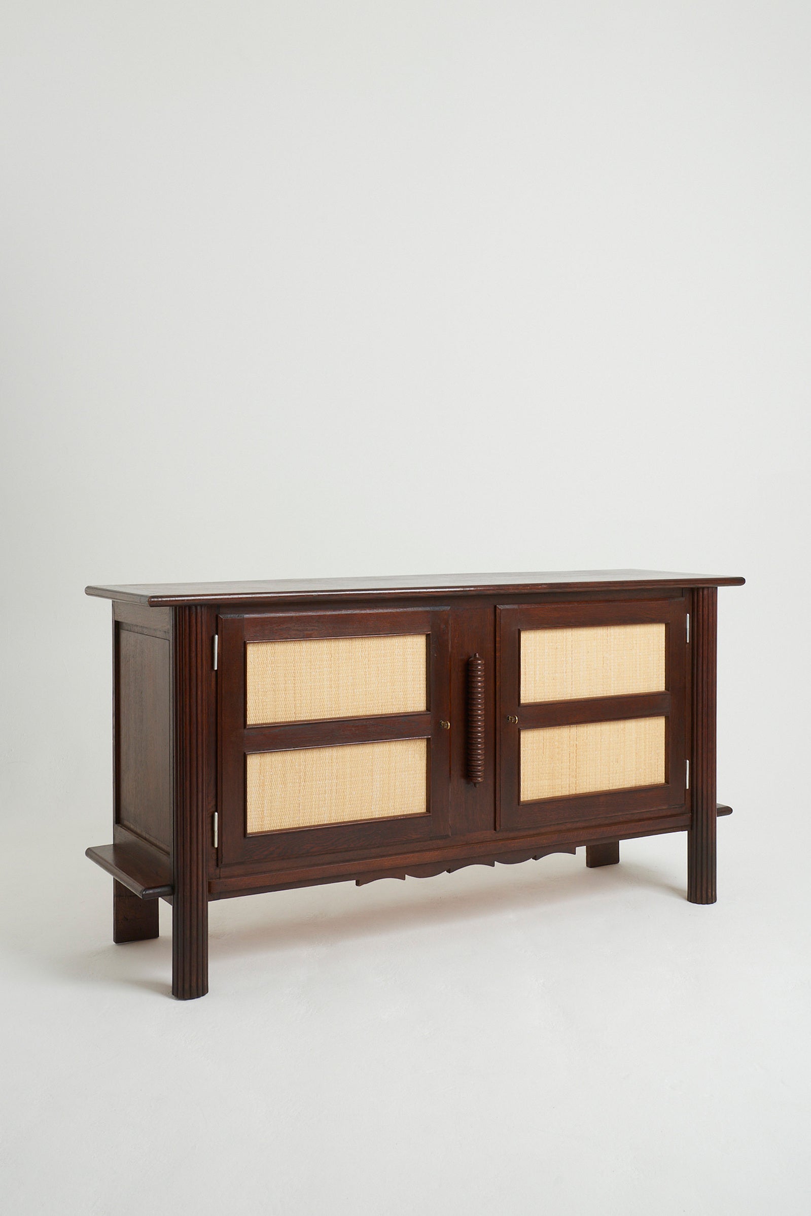 Art Deco Oak and Rattan Sideboard