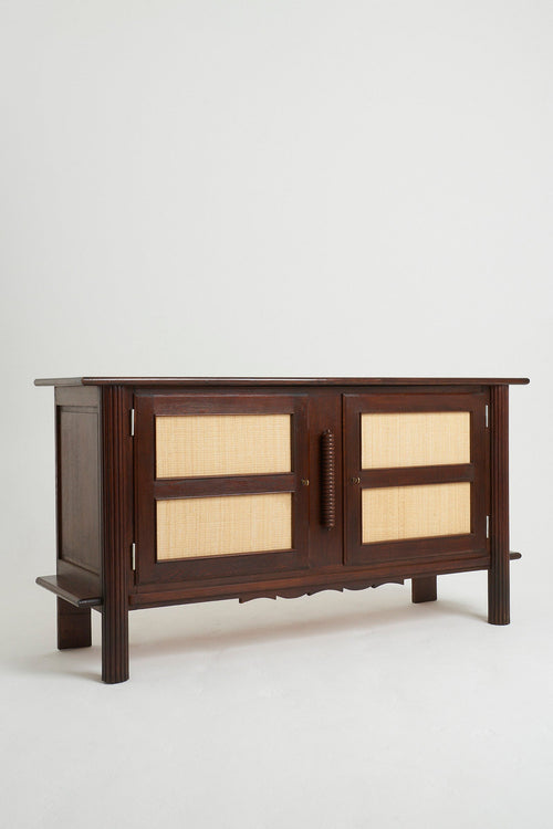 Art Deco Oak and Rattan Sideboard