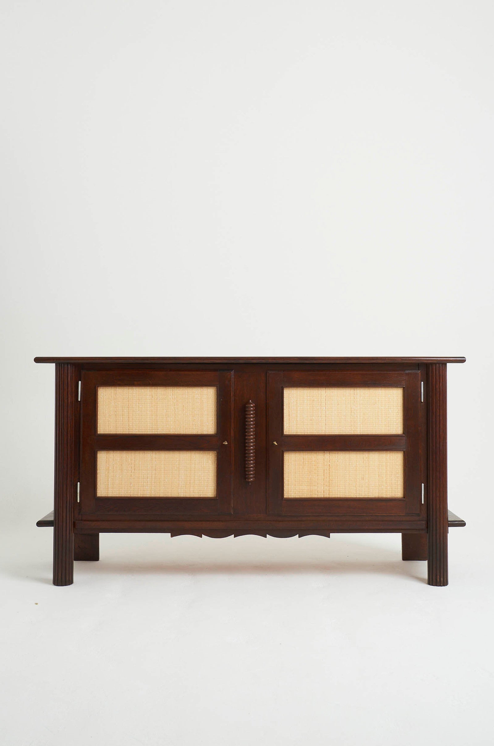 8648- Art Deco Oak and Rattan Sideboard