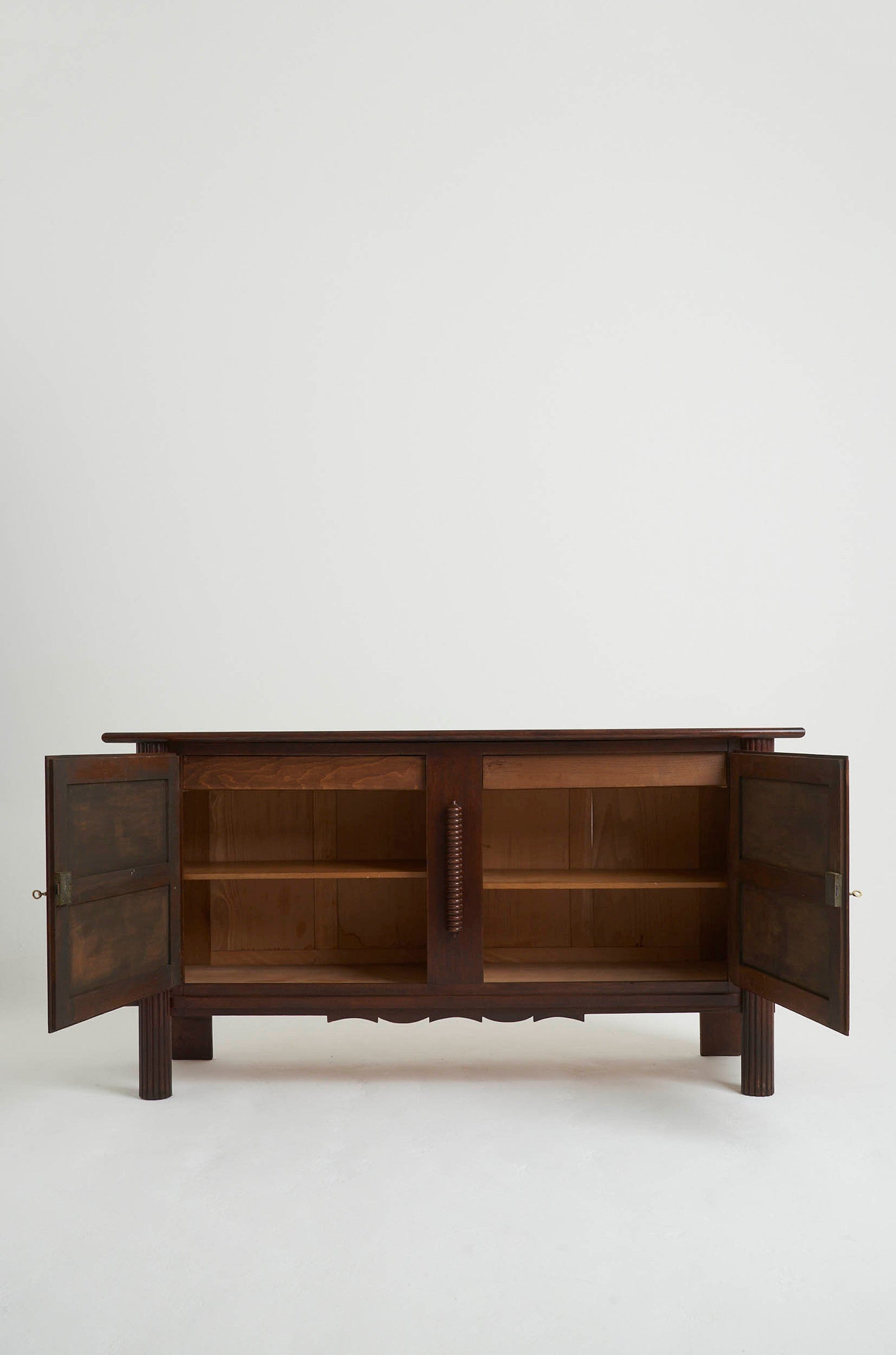 Art Deco Oak and Rattan Sideboard