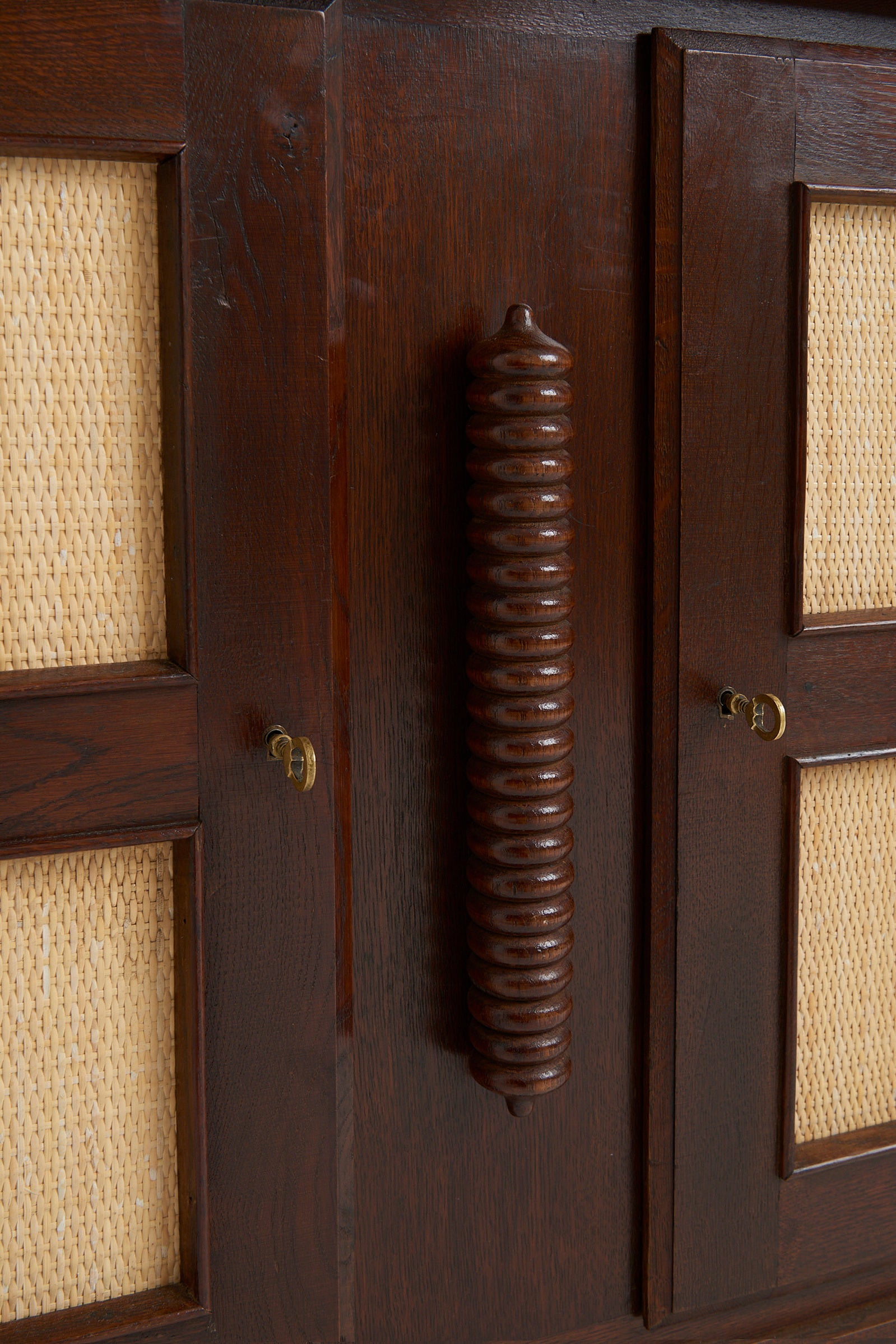 Art Deco Oak and Rattan Sideboard