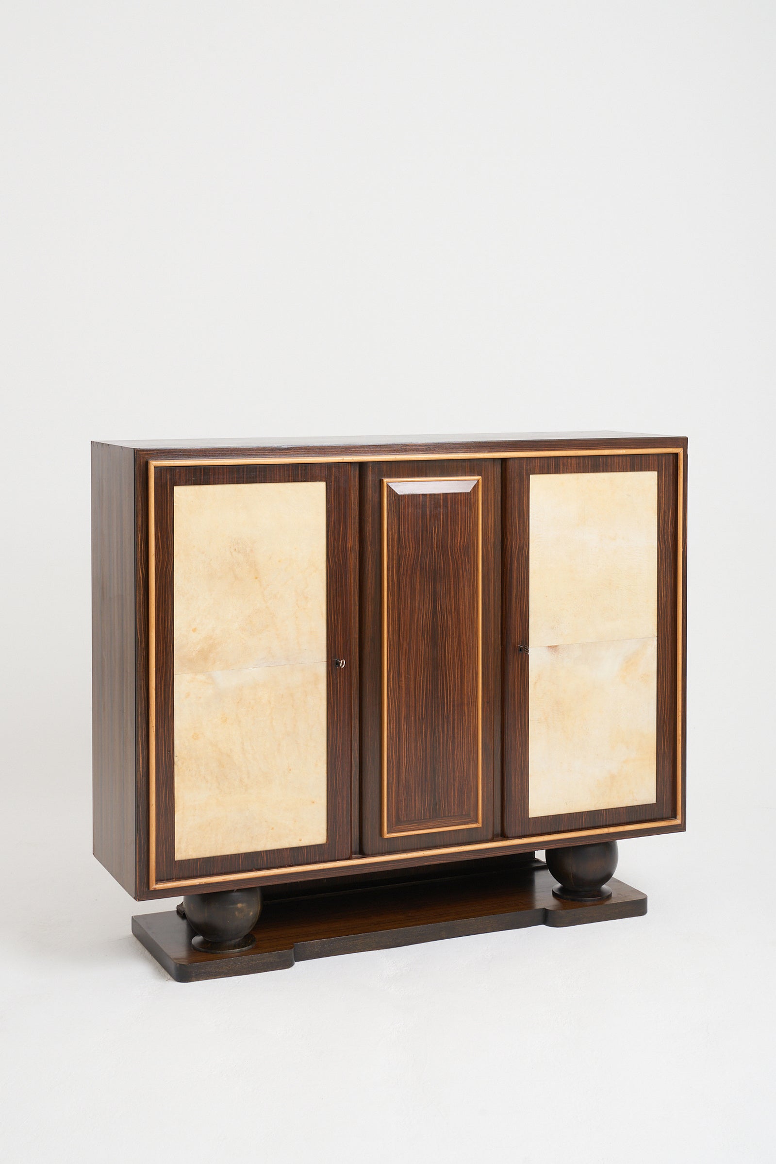 Art Deco Macassar Ebony and Velum Cabinet