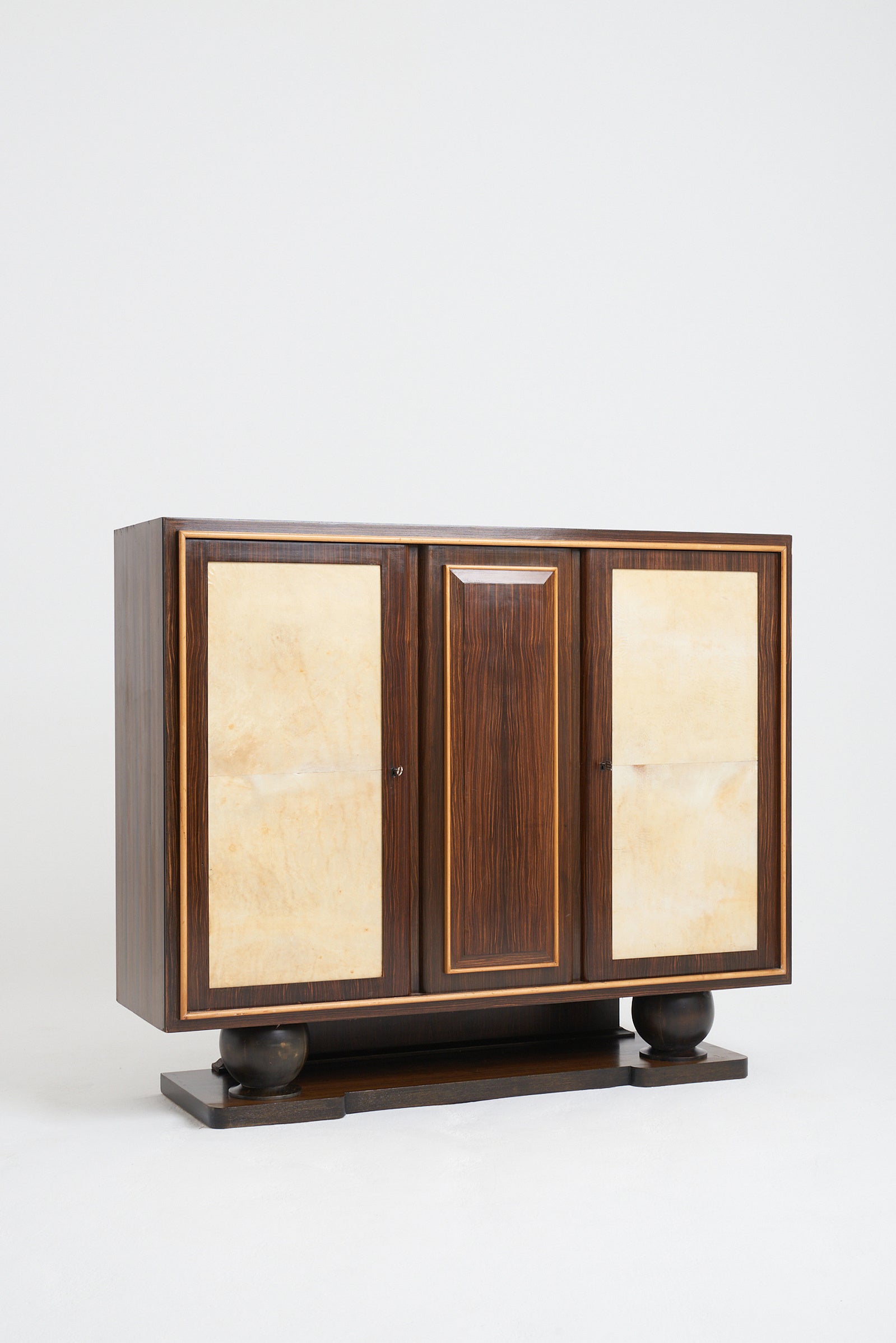Art Deco Macassar Ebony and Velum Cabinet