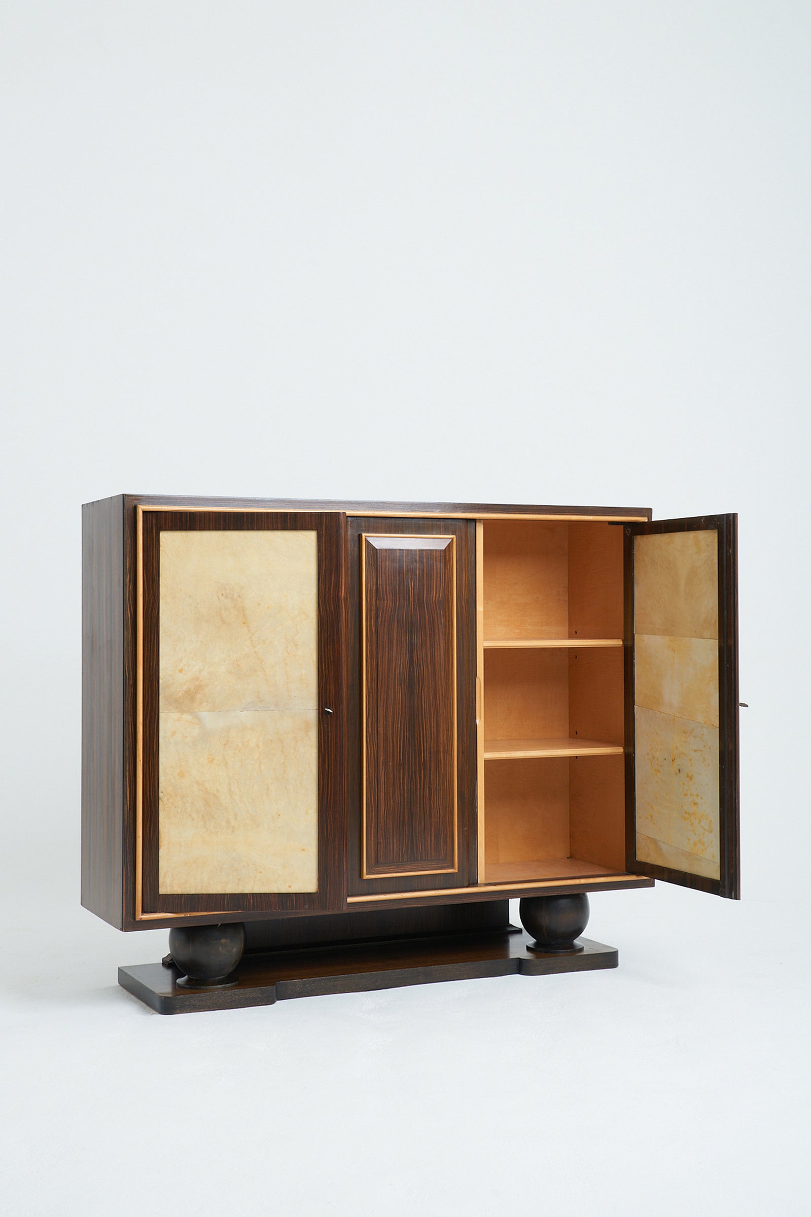 Art Deco Macassar Ebony and Velum Cabinet