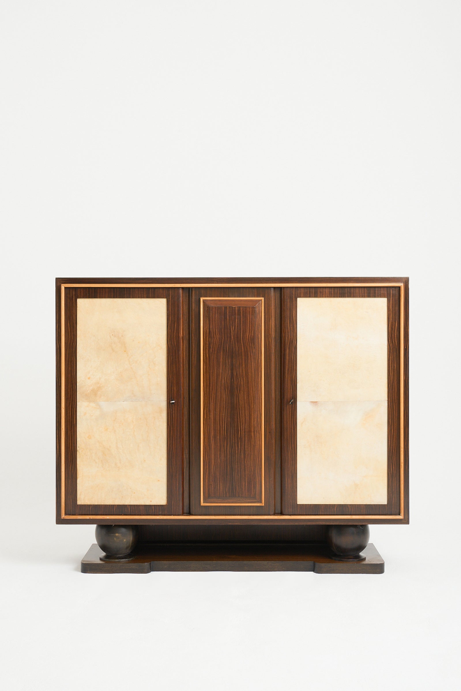 8655- Art Deco Macassar Ebony and Velum Cabinet