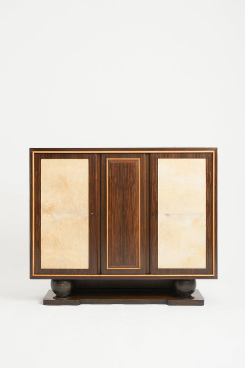 8655- Art Deco Macassar Ebony and Velum Cabinet