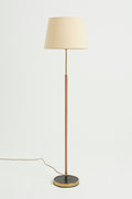 8663- Mid-Century Brown Leather Floor lamp