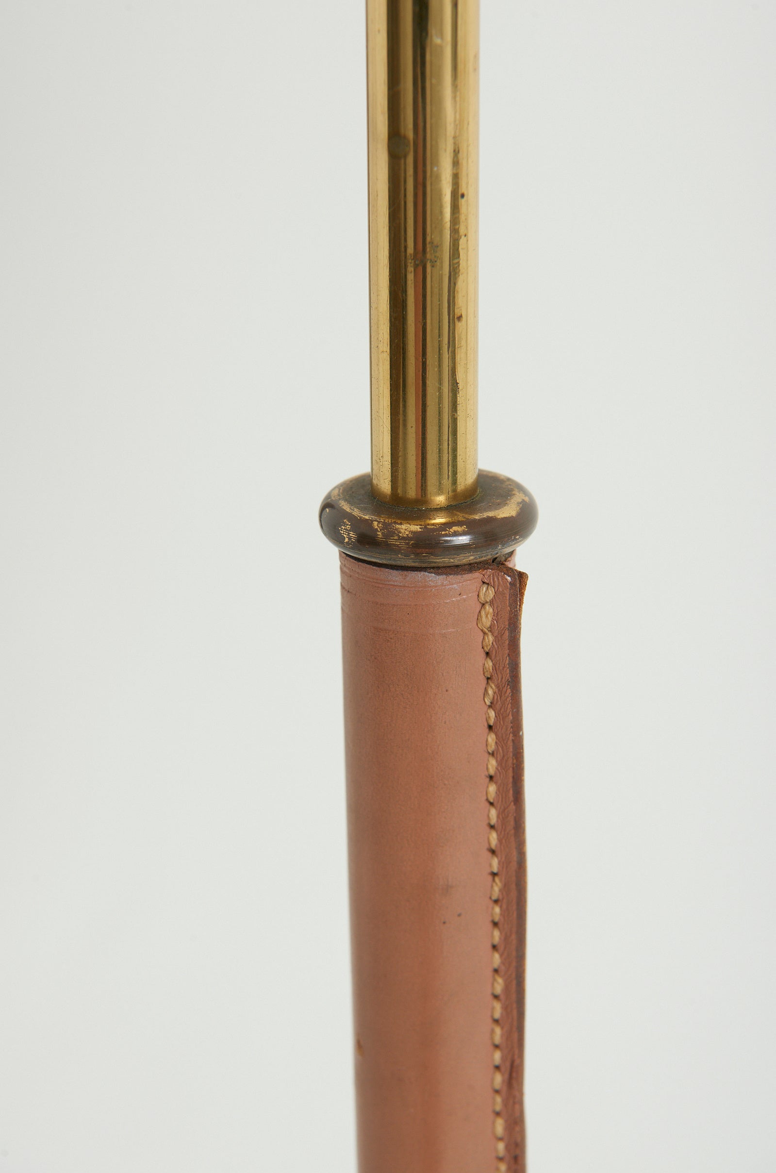 Mid-Century Brown Leather Floor lamp