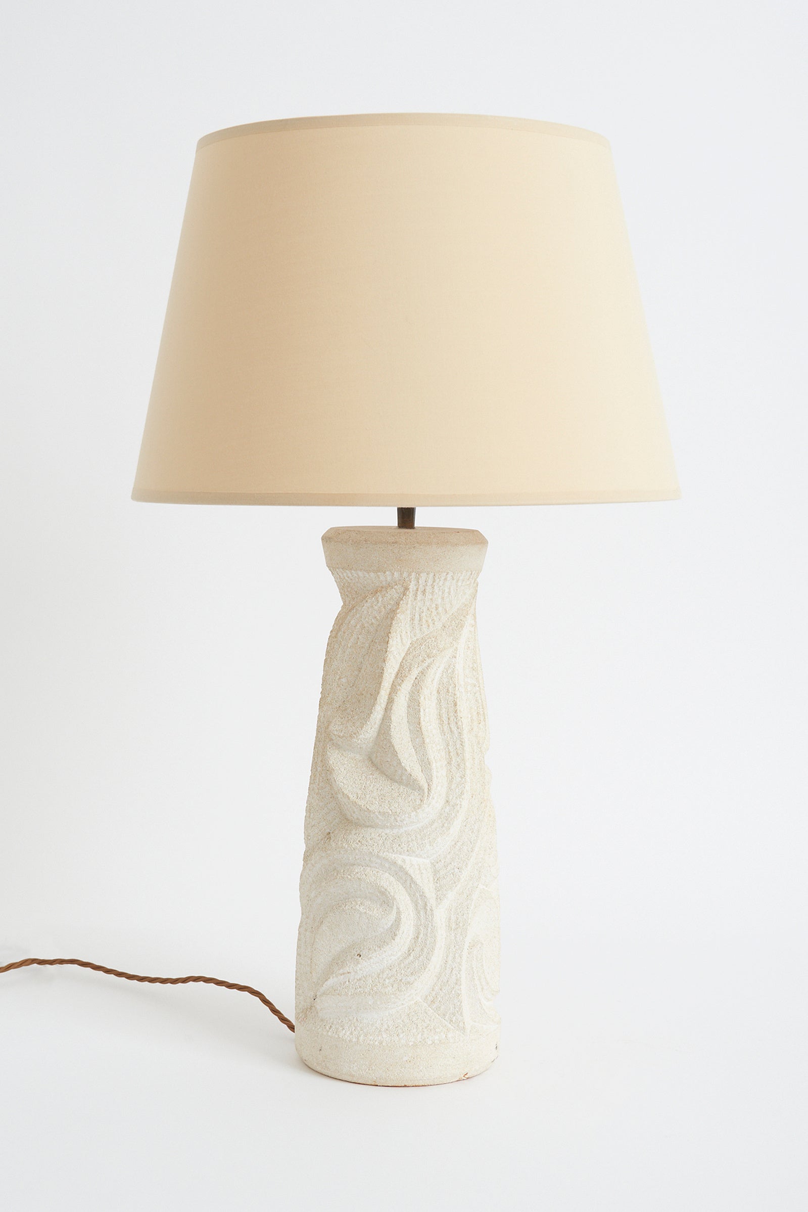 8684- Carved Stone Table Lamp