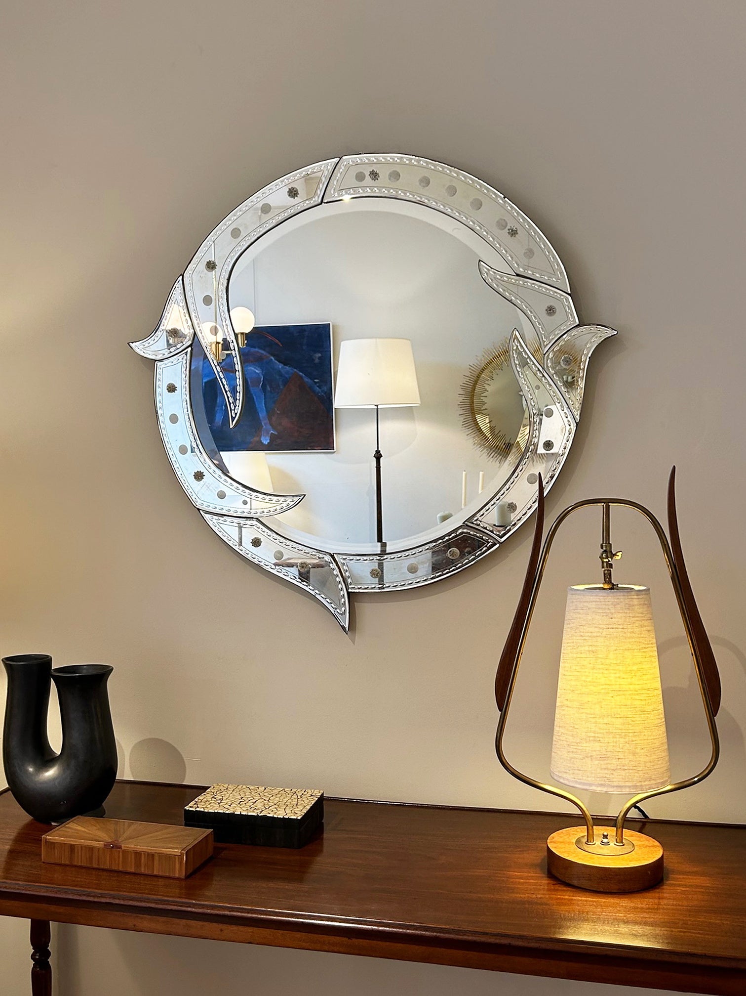 8689- Mid-Century Venetian Mirror