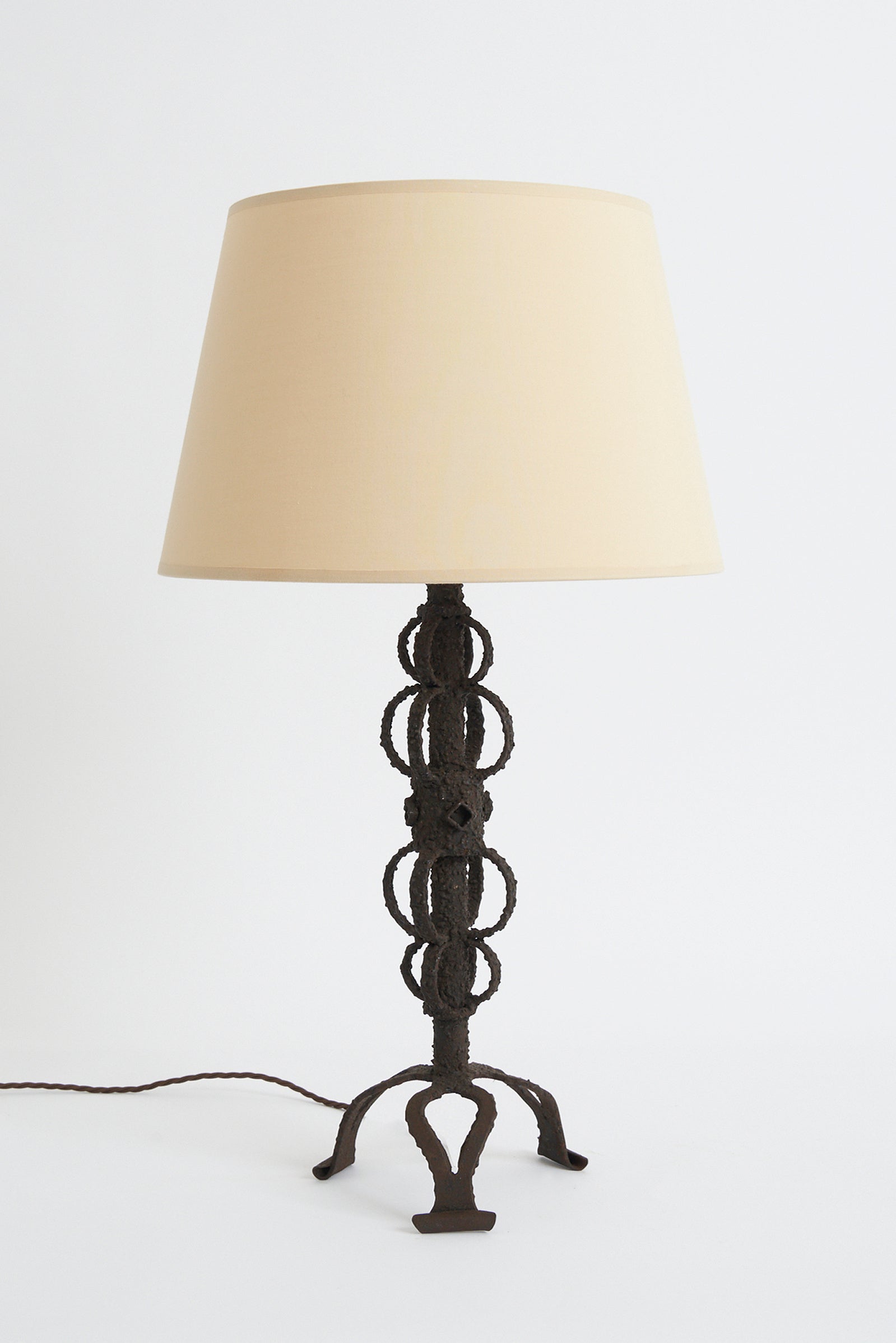 Pair of Brutalist Iron Table Lamps