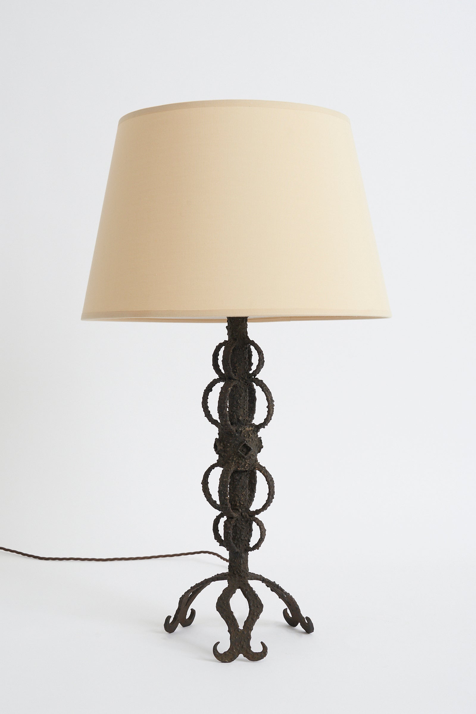 Pair of Brutalist Iron Table Lamps