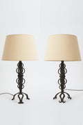 8694- Pair of Brutalist Iron Table Lamps