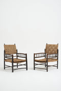 8698- Pair of Oak and Rope Armchairs