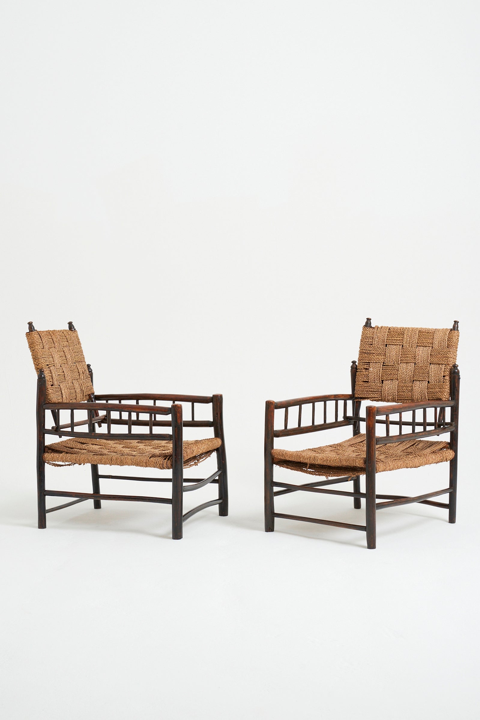 Pair of Oak and Rope Armchairs