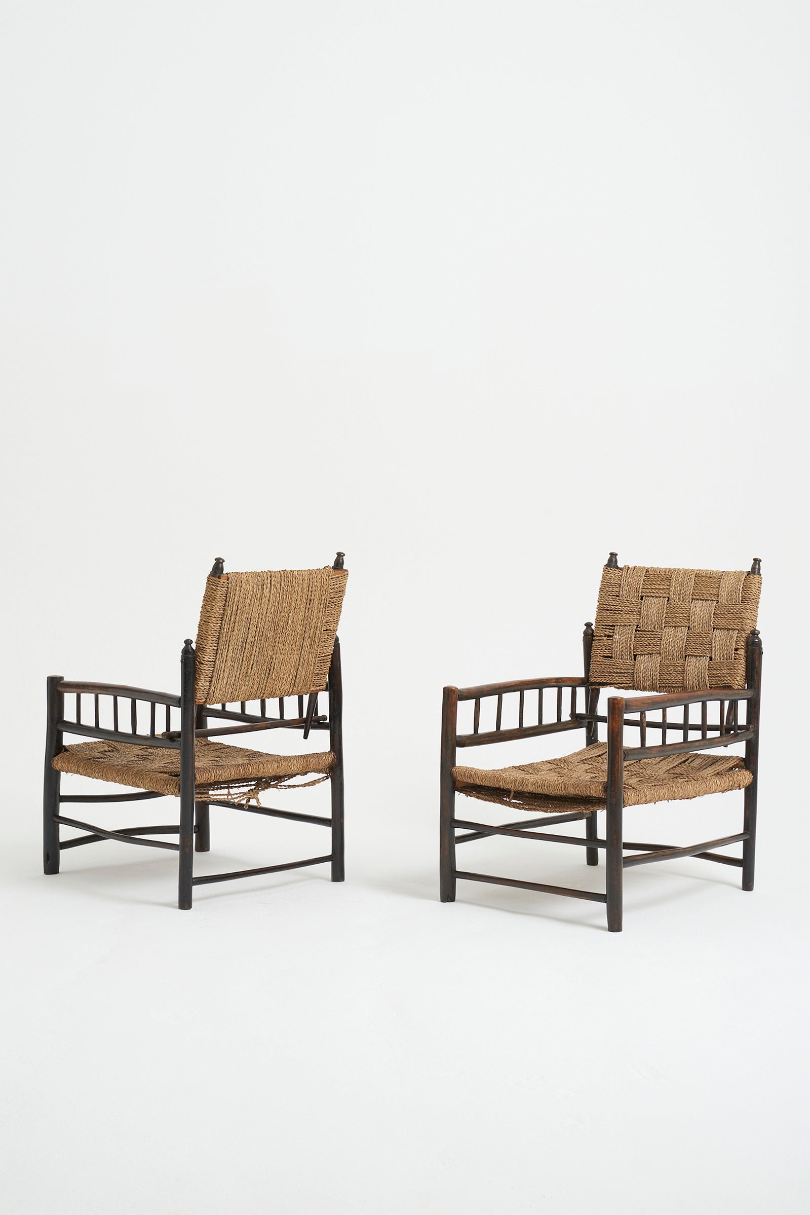 Pair of Oak and Rope Armchairs