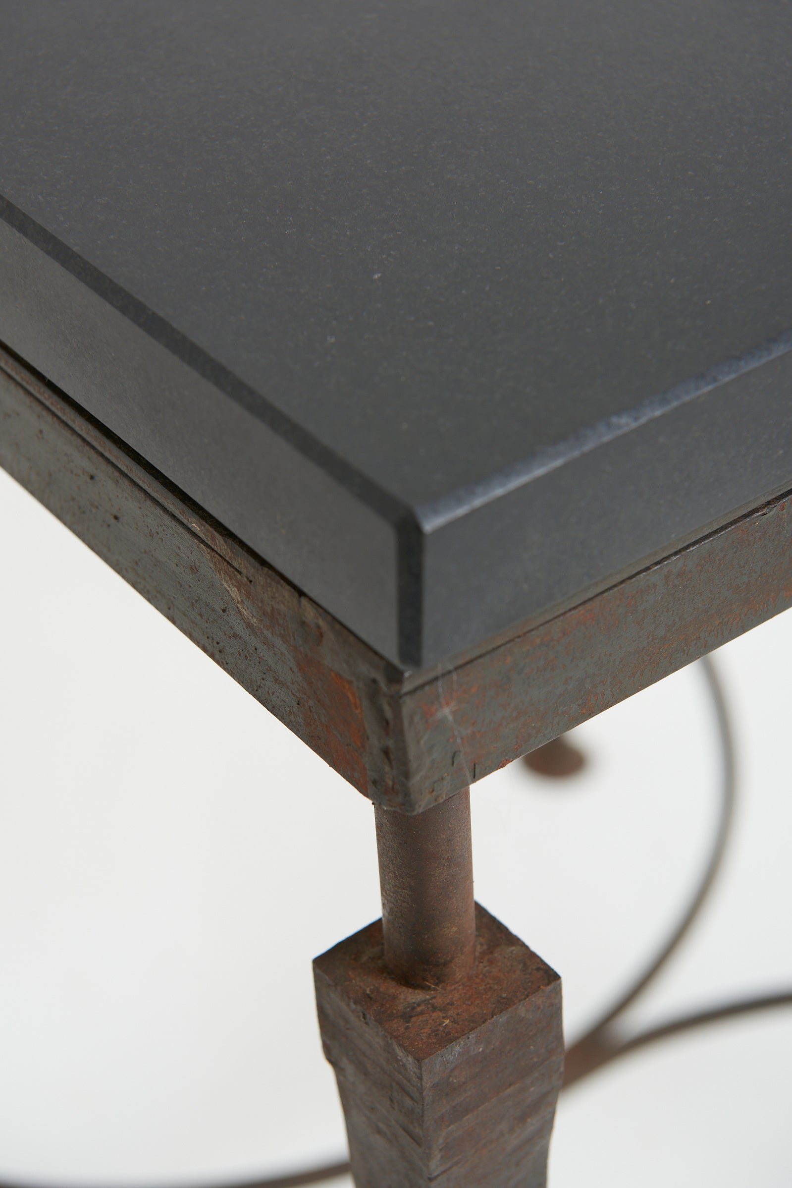 Iron and Stone Square Side Table