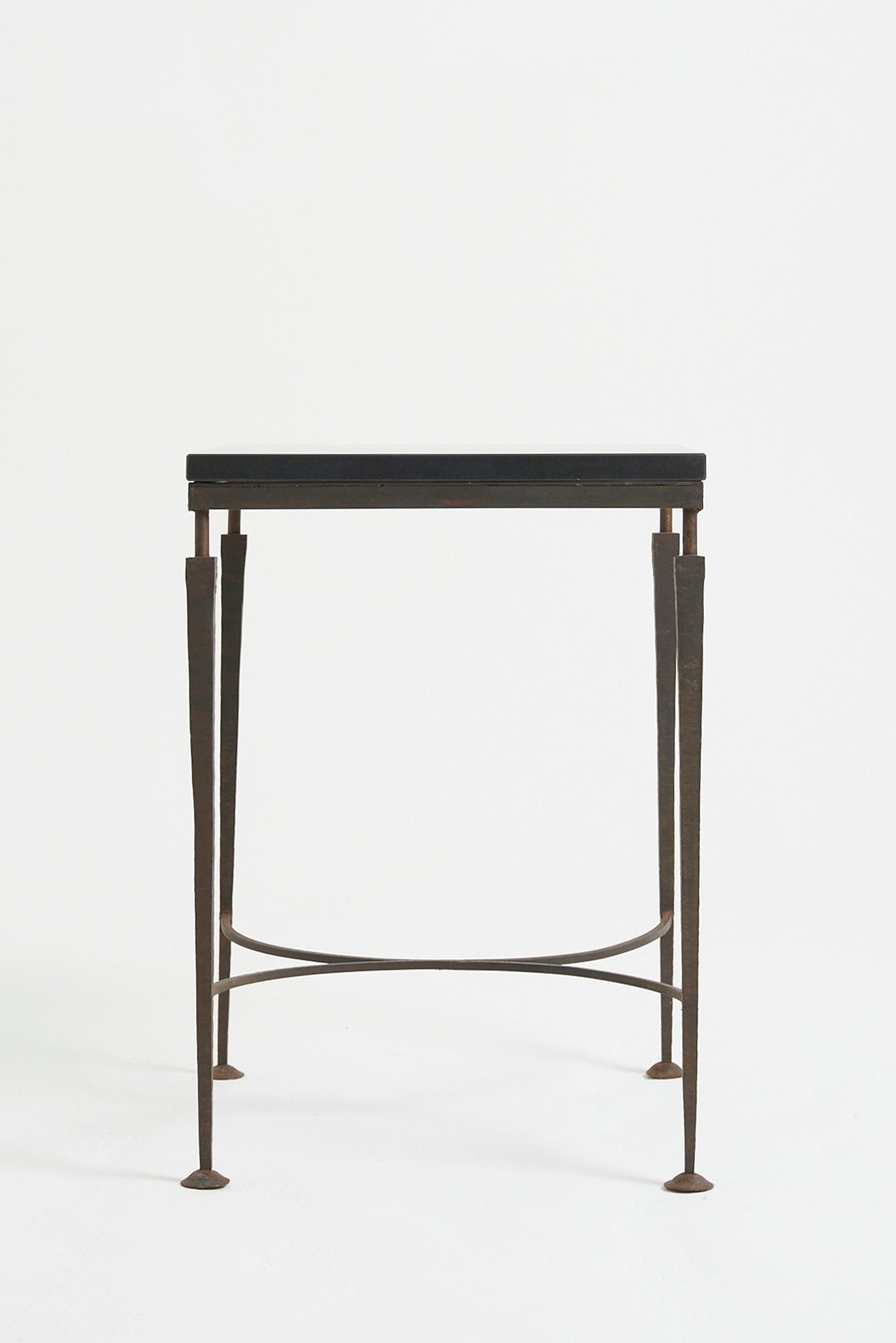 Iron and Stone Square Side Table
