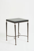 8699- Iron and Stone Square Side Table