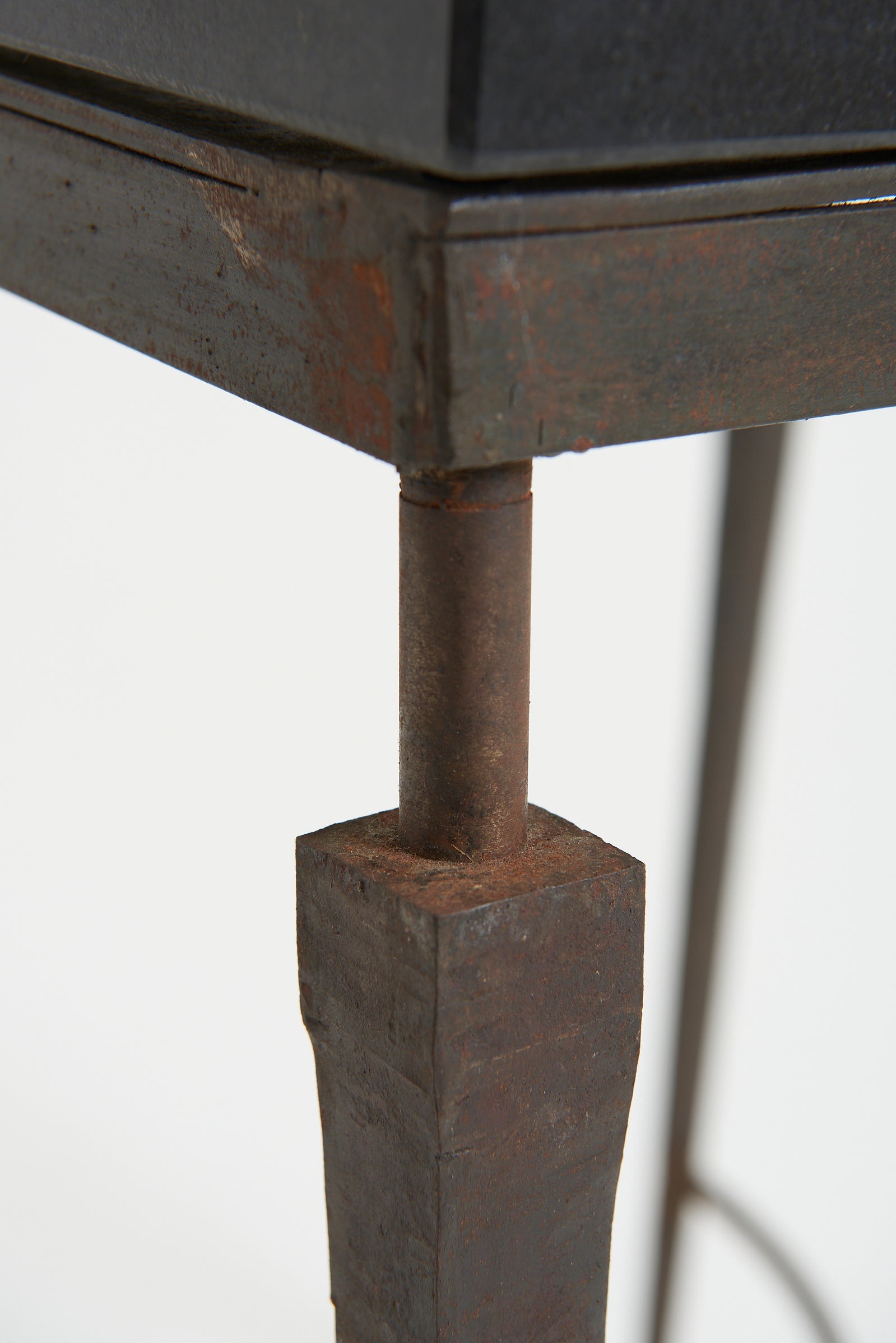 Iron and Stone Square Side Table