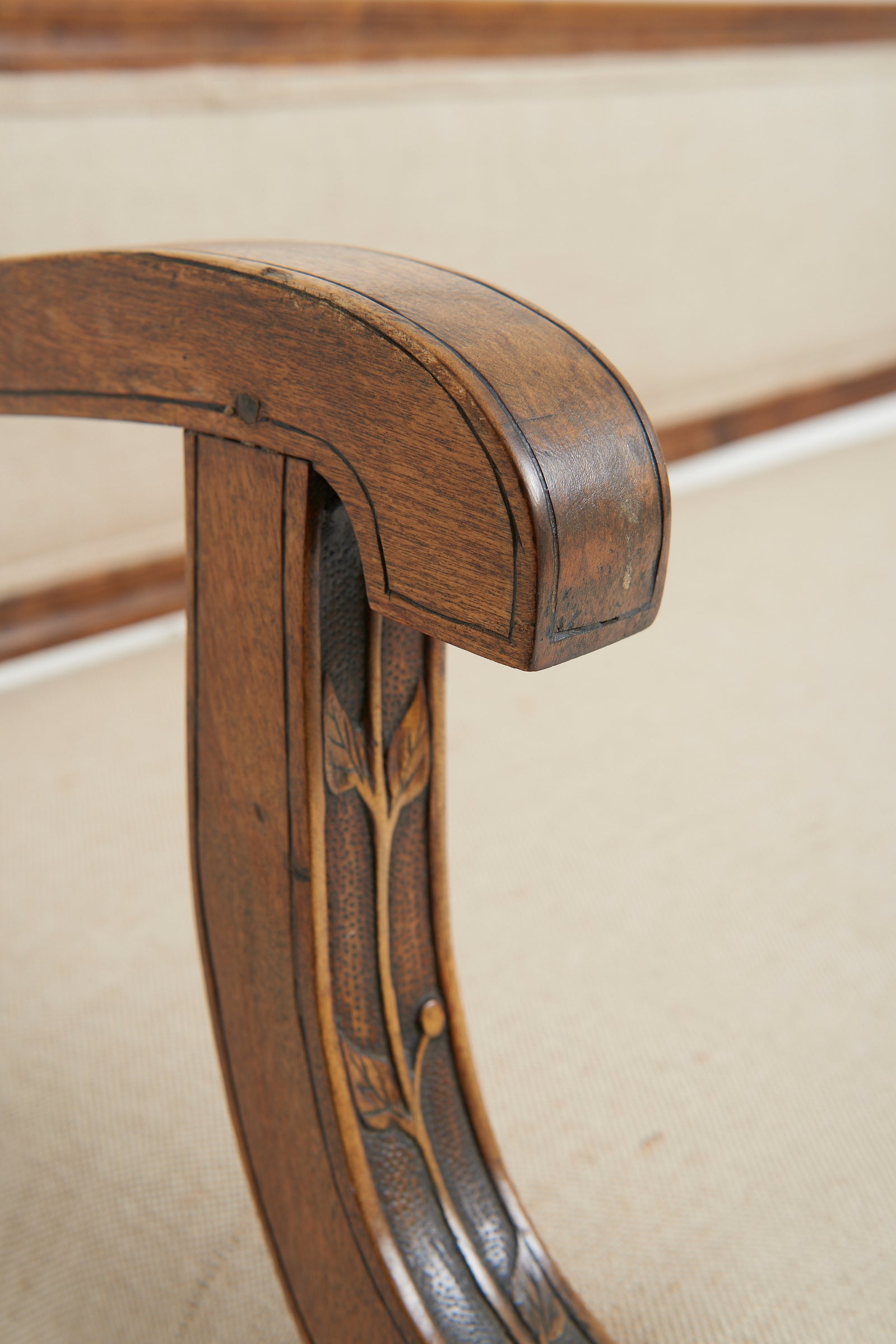 Early 20th Century Carved Wood Settee