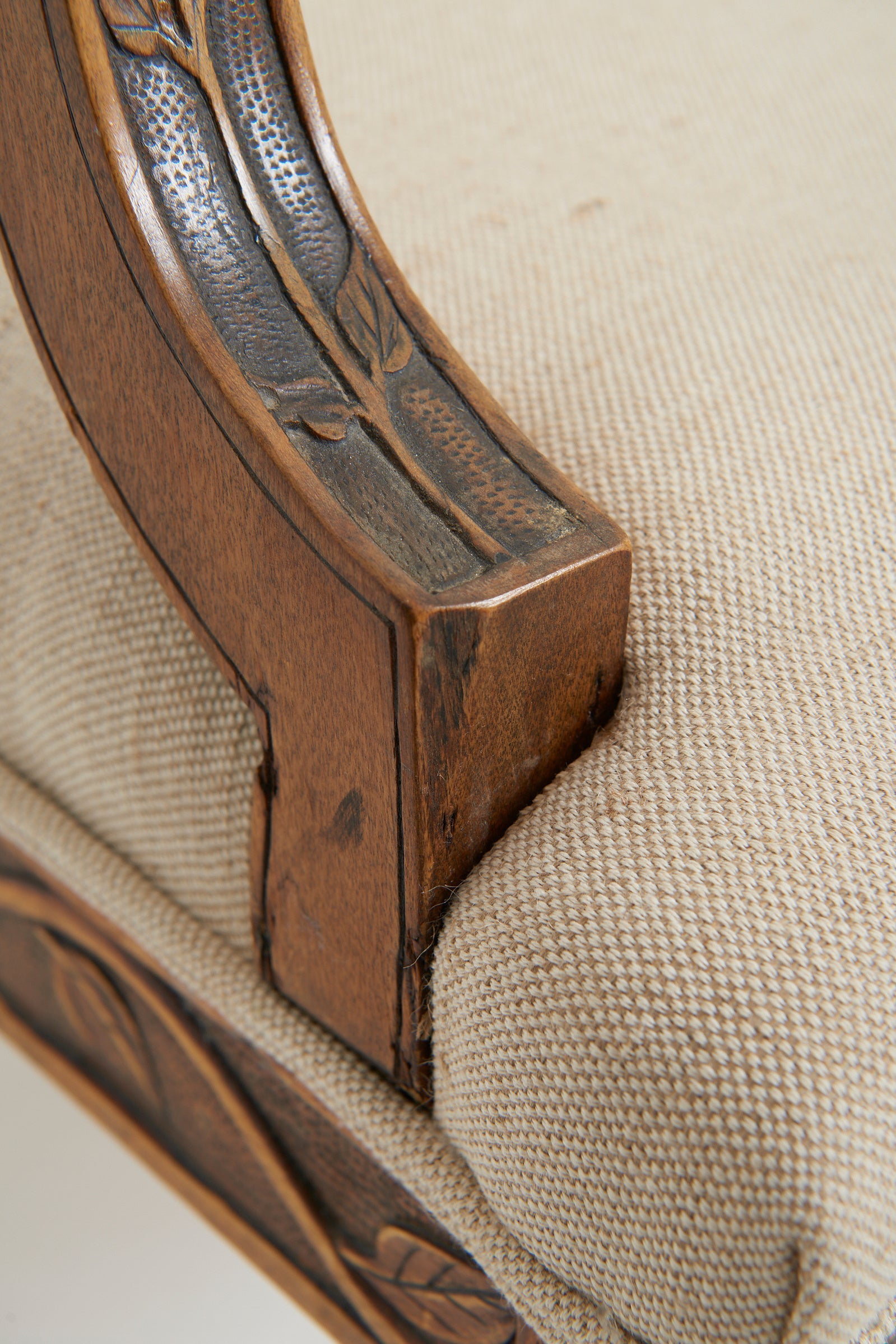 Early 20th Century Carved Wood Settee